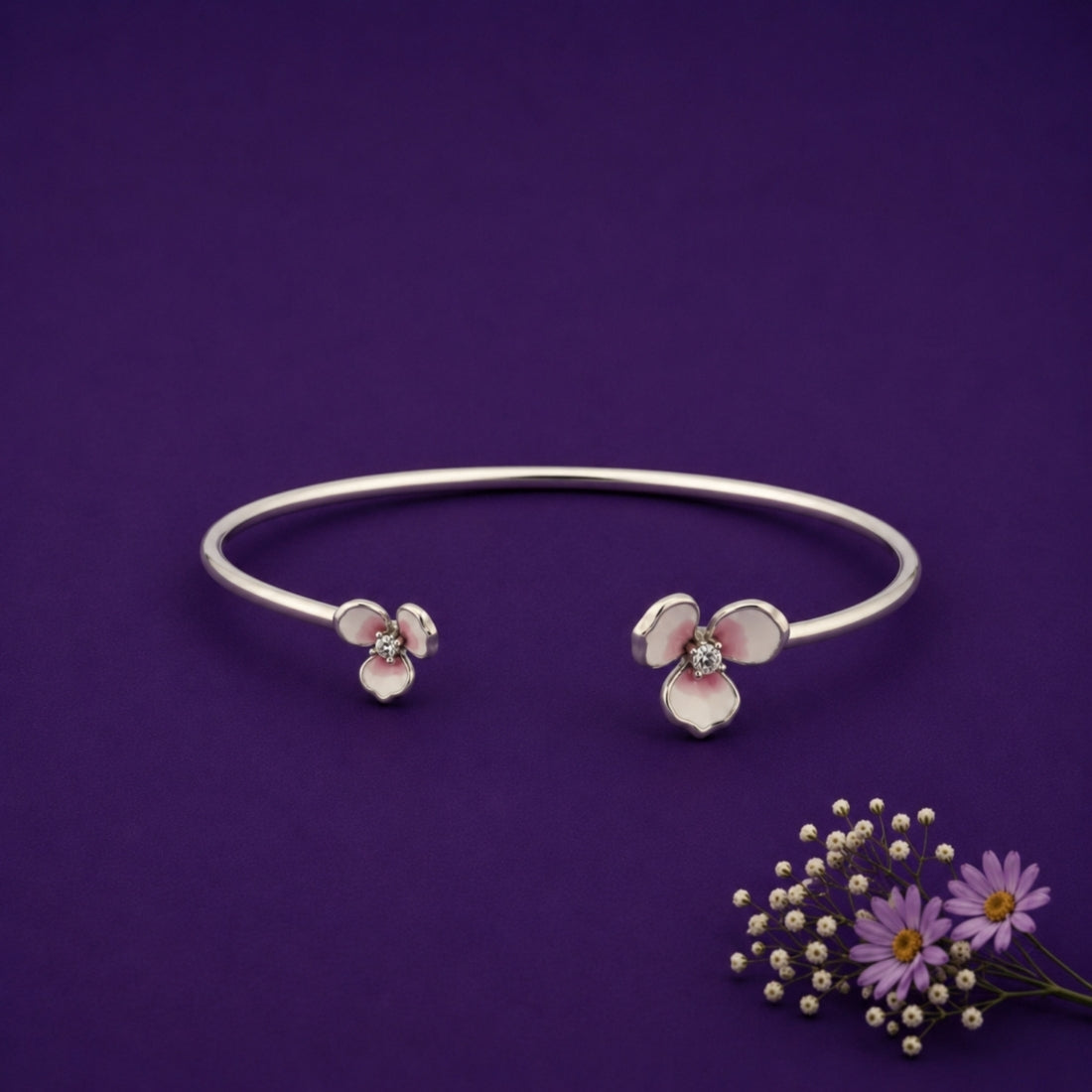 Blossom Breeze Enamel 925 Silver Kada
