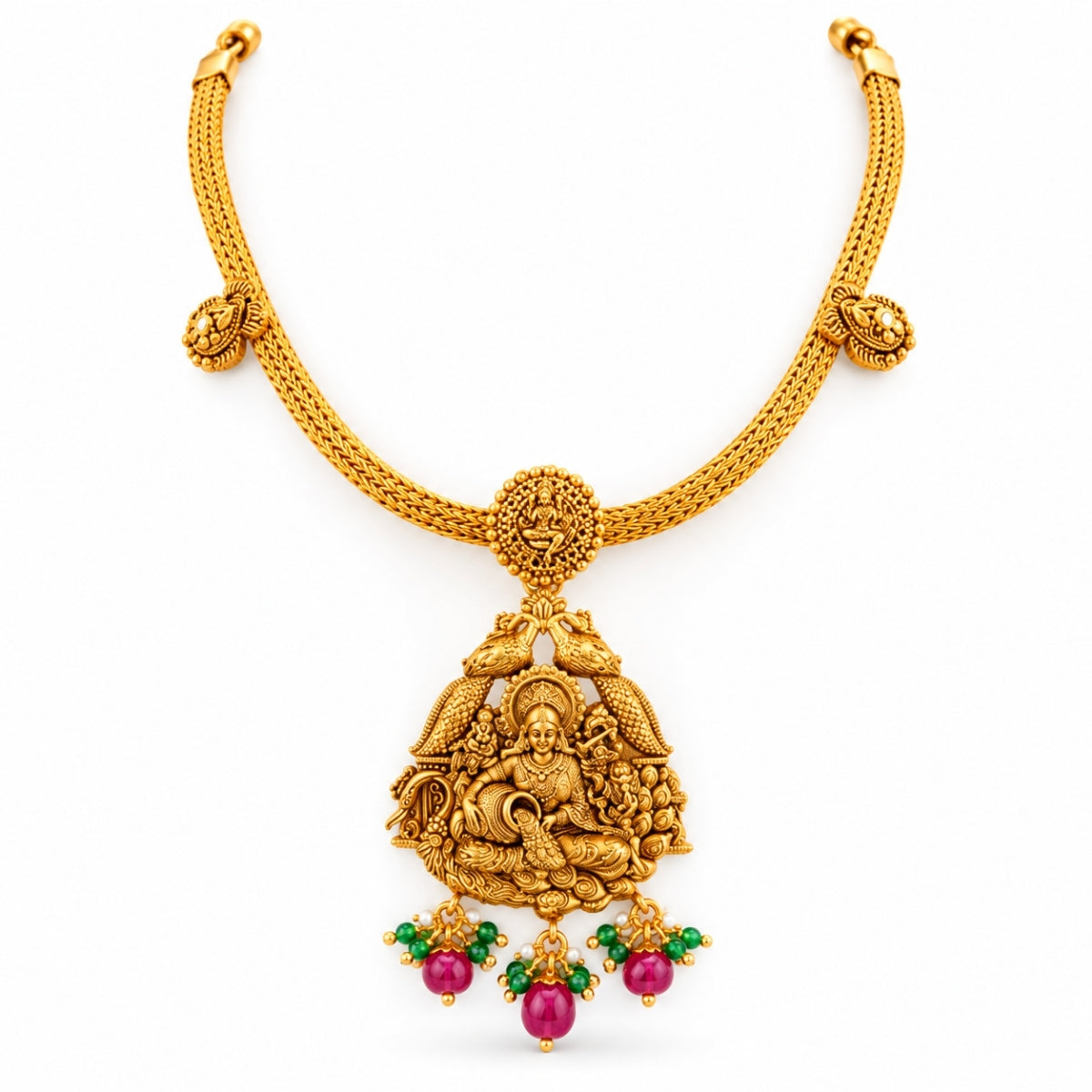 The Dhanya Lakshmi Nakkasi 925 Gold Plated Silver Necklace