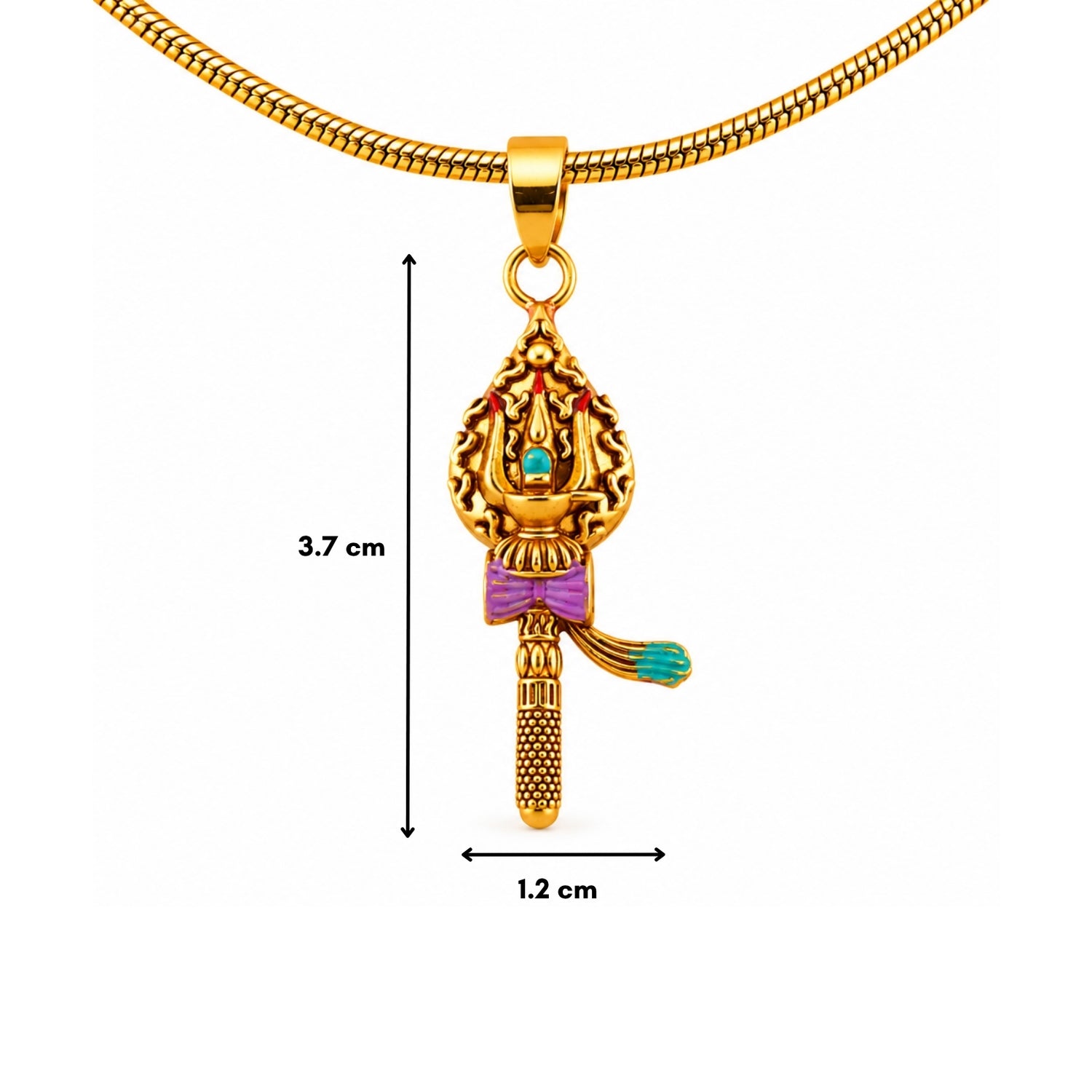925 Sterling Silver Gold Plated Shiva Trishul Pendant.