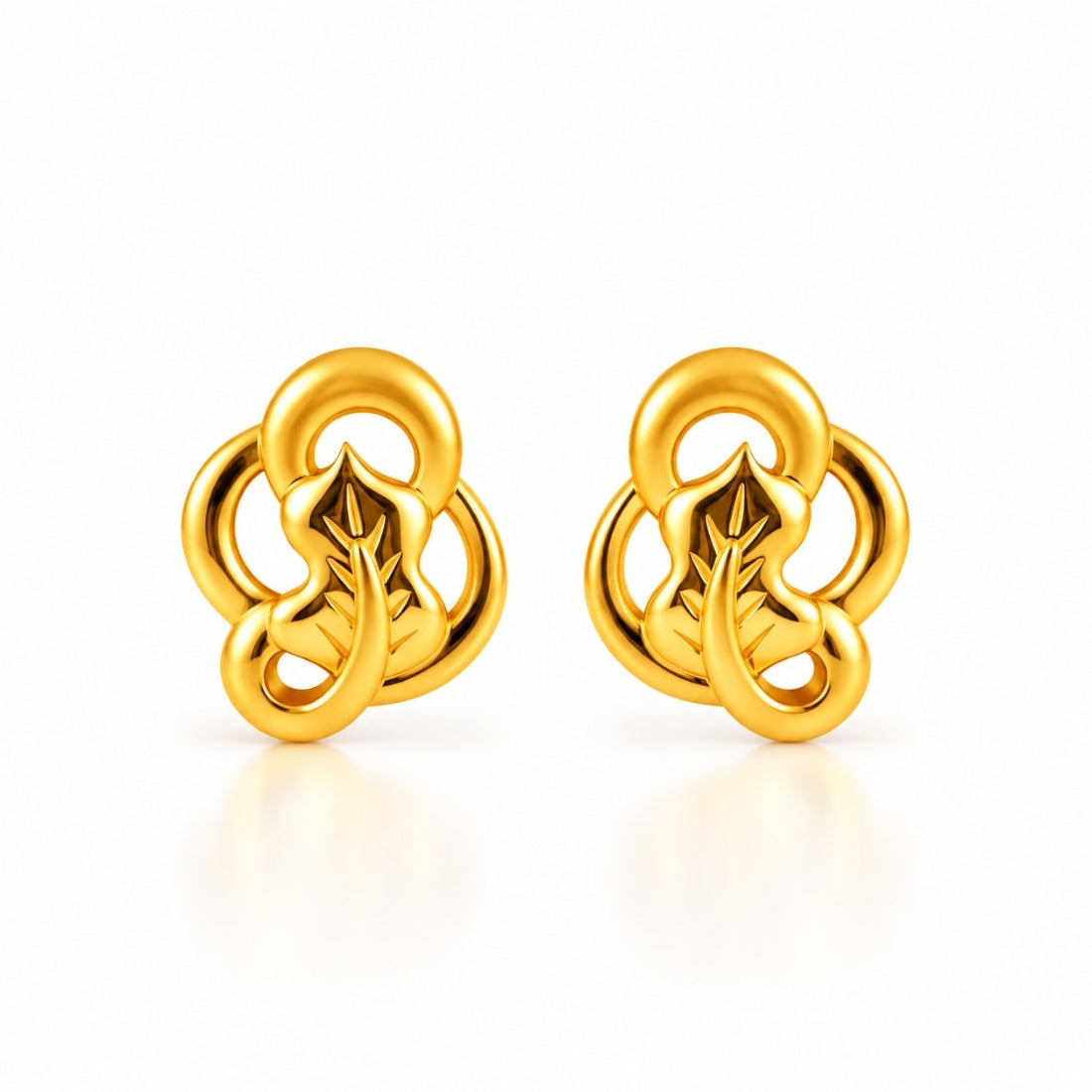 Vasantika Twist 925 Sterling Silver Interlocking Leaf Stud Earrings