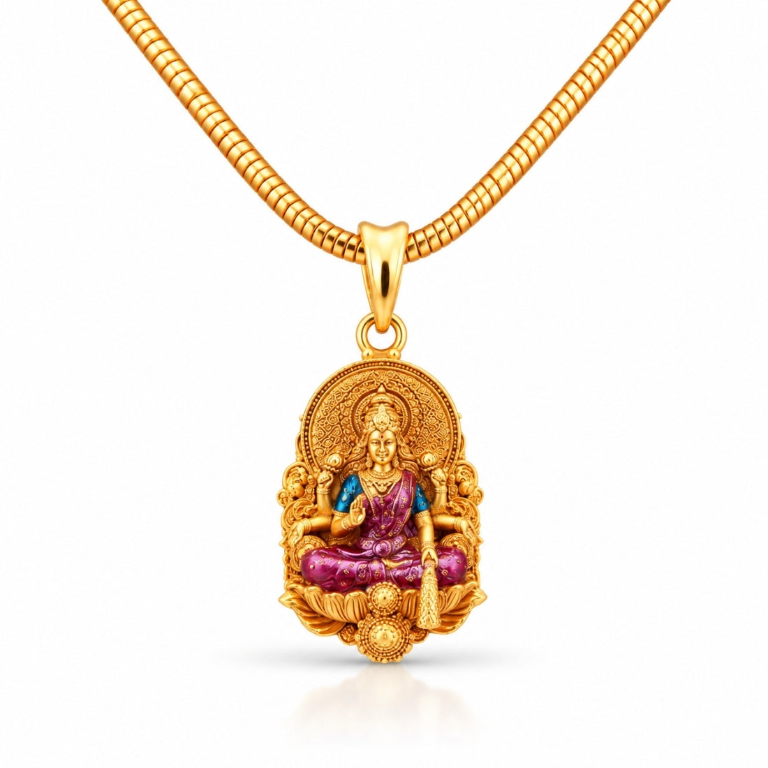The Lakshmi Peetha 925 Silver Gold Plated Oval Pendant