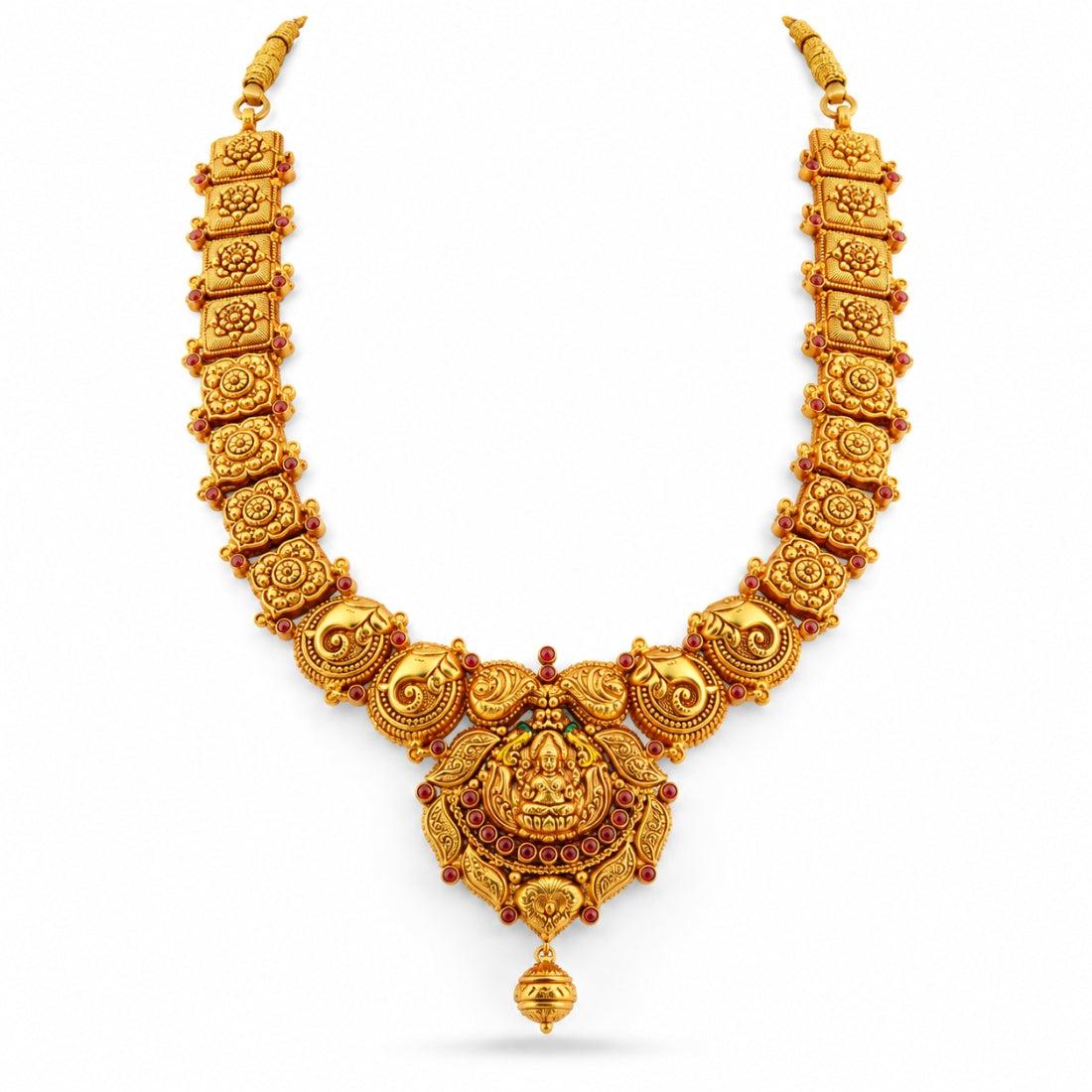 The Temple Lakshmi Geometric Mango Crescent Silver Necklace