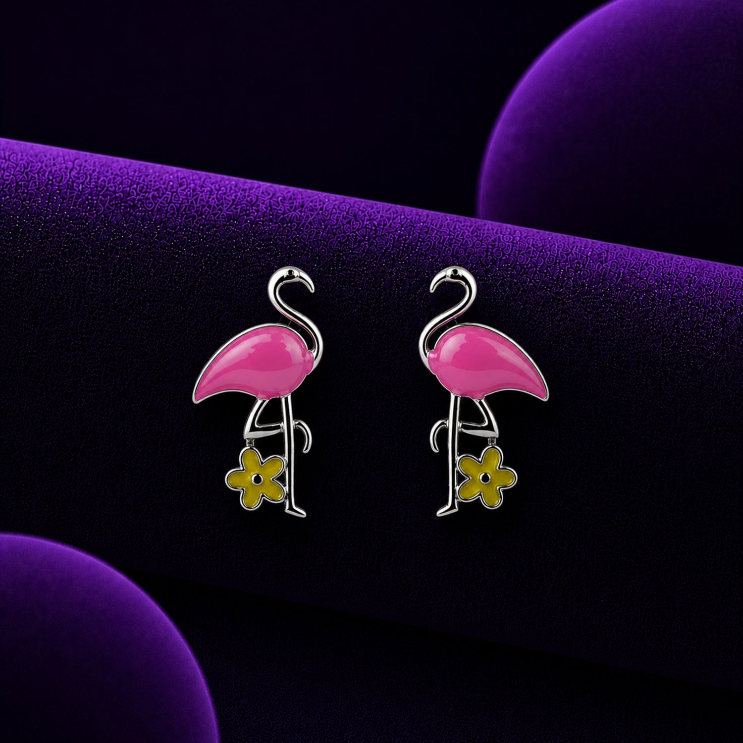 Pretty Pink Flamingo 925 Silver Kids Studs