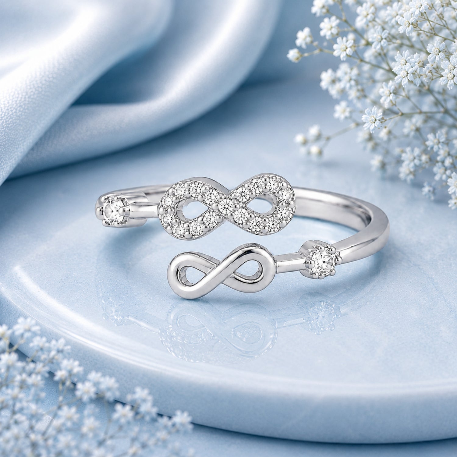 Aeterna 925 Silver Infinity Bypass Ring