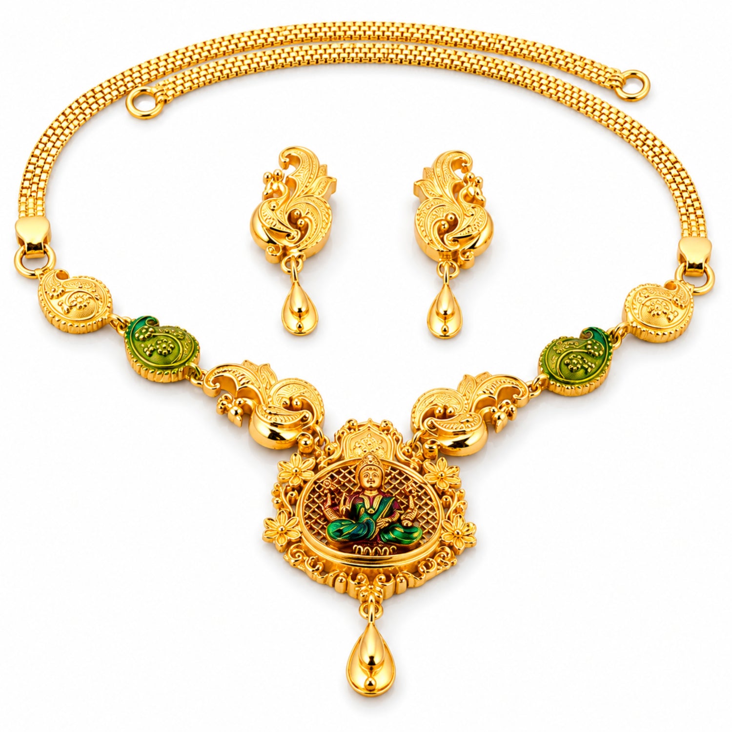 The Mohini Krishna 925 Silver Temple Necklace Set