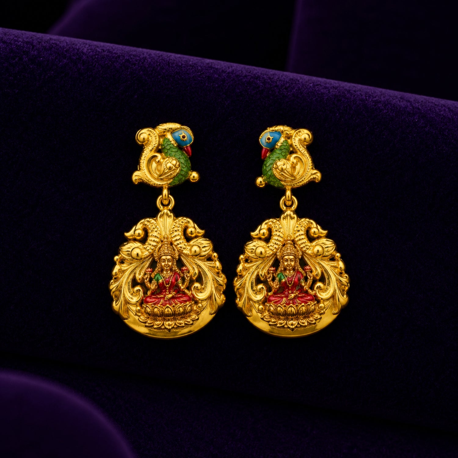 Lakshmi Mayura Grace Gold Polish 925 Silver Jhumka Earrings