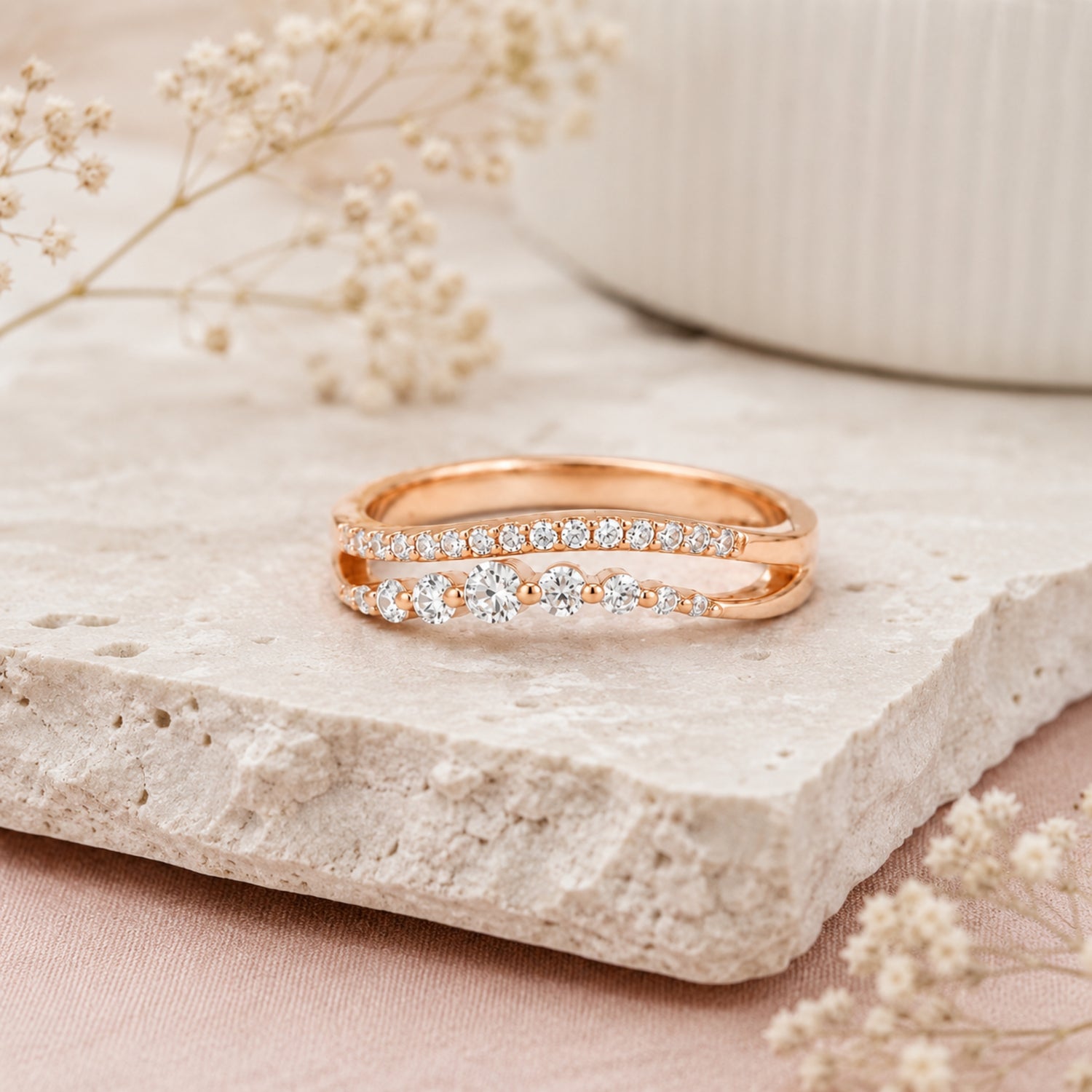 Astraea Wave Double Band Ring