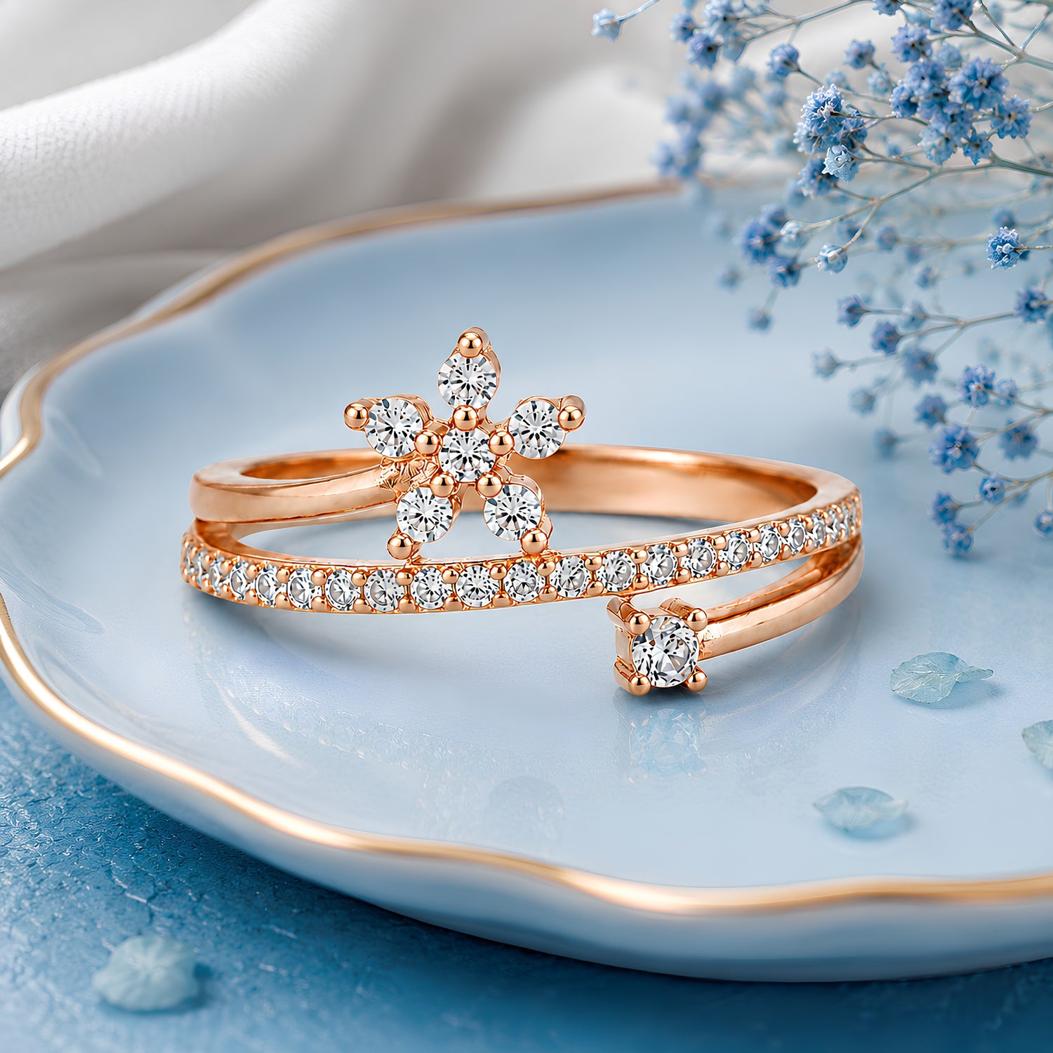 Celestial Bloom 925 Sterling Silver Rose gold Ring