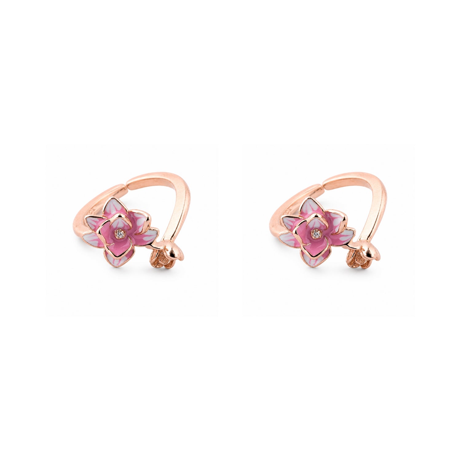 Sacred Lotus Vine Toe Rings in925 Silver Rose Gold Finish