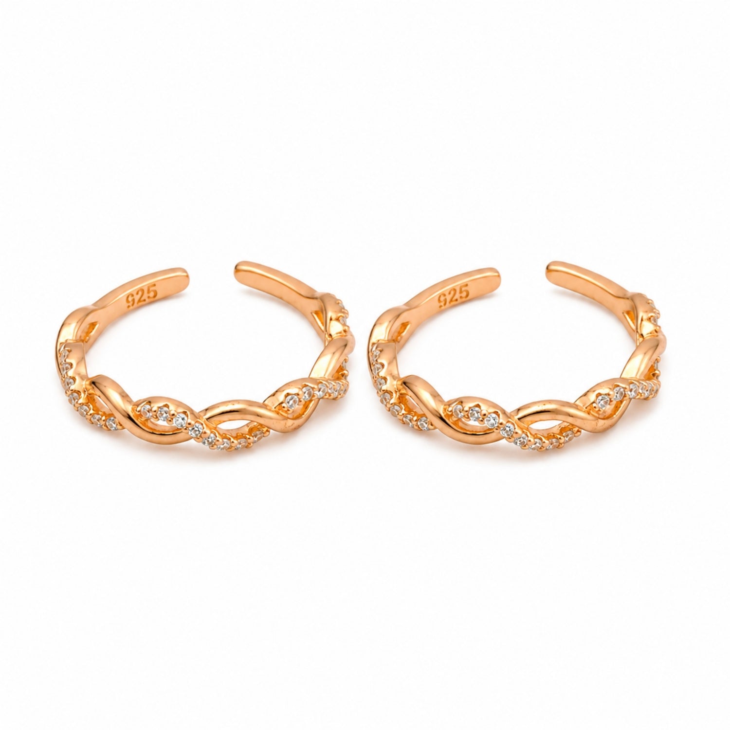 The Twisted Infinity 925 Silver Rose Gold Toe Rings