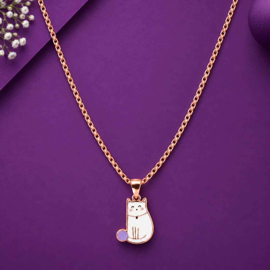 The Yarn-Ball Kitten 925 Silver Rose Gold Chain