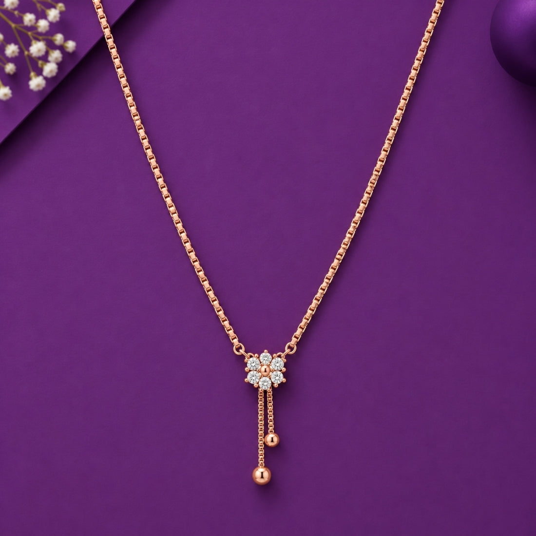 The Blossom Tassel Lariat Rose 925 Silver Chain
