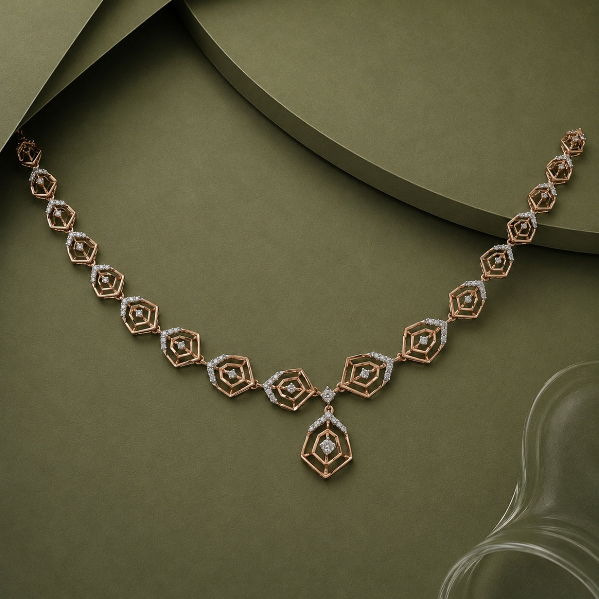 The Aurelia Geometric Honeycomb Drop Necklace