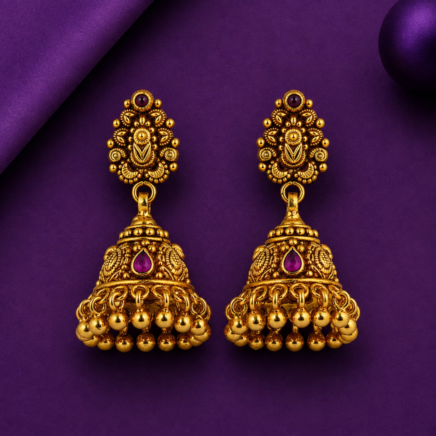 The Trisha Ruby Teardrop Jhumka – 925 Sterling Silver