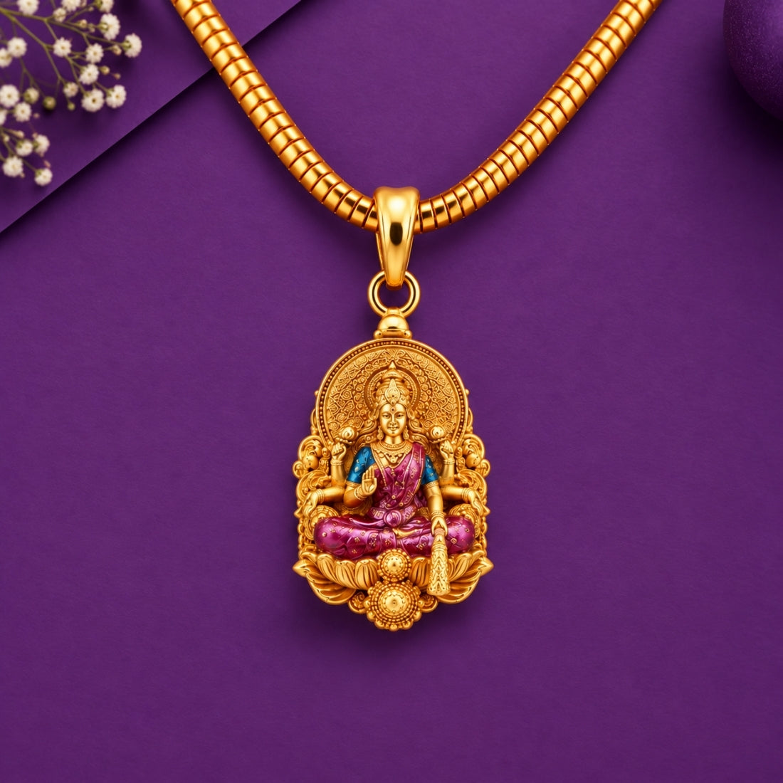 The Lakshmi Peetha 925 Silver Gold Plated Oval Pendant
