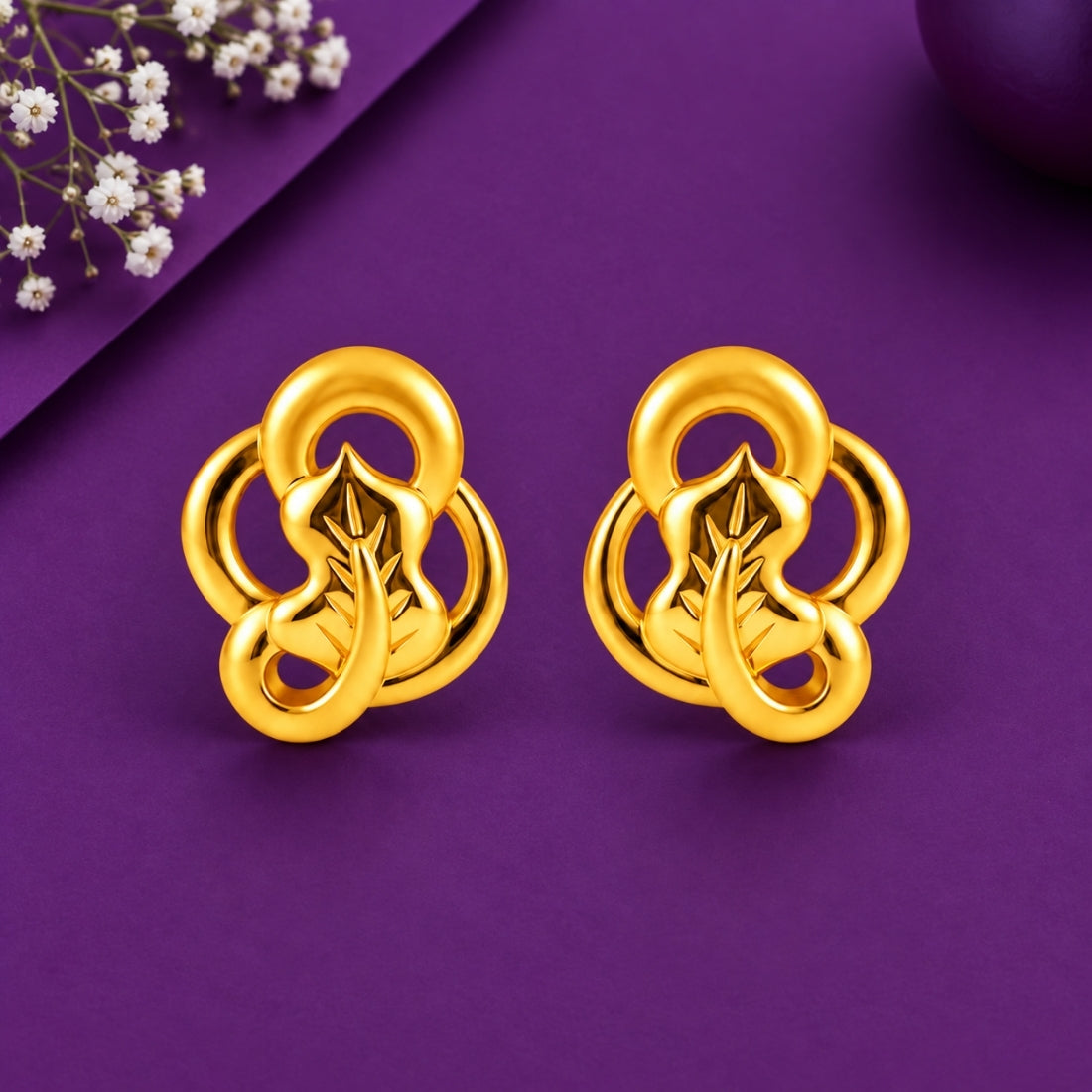 Vasantika Twist 925 Sterling Silver Interlocking Leaf Stud Earrings