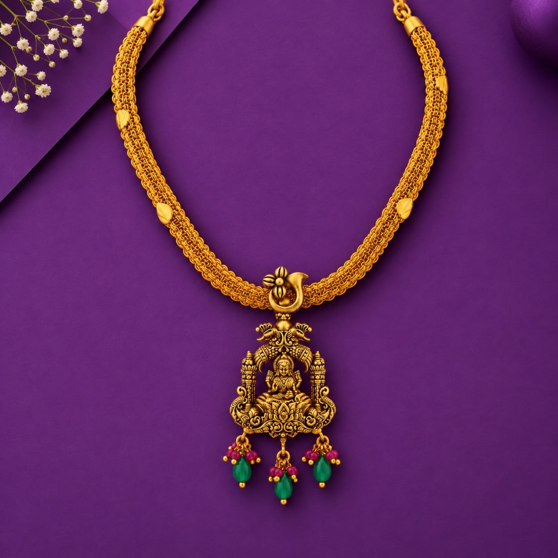 Lakshmi Mandapam Layered Antique Silver Necklace