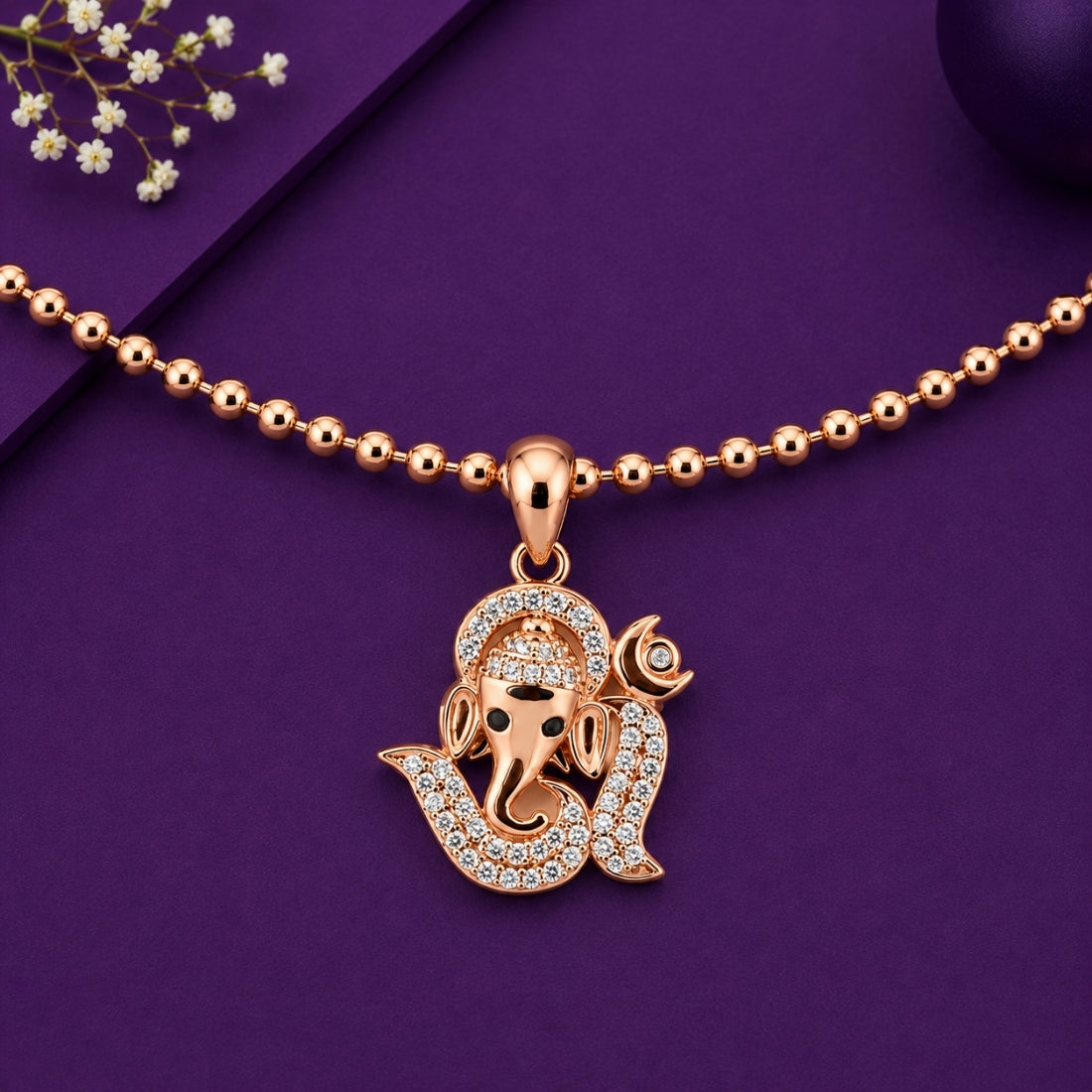 The Ganesha Omkar Trishul 925 Silver Rose Gold Pendant