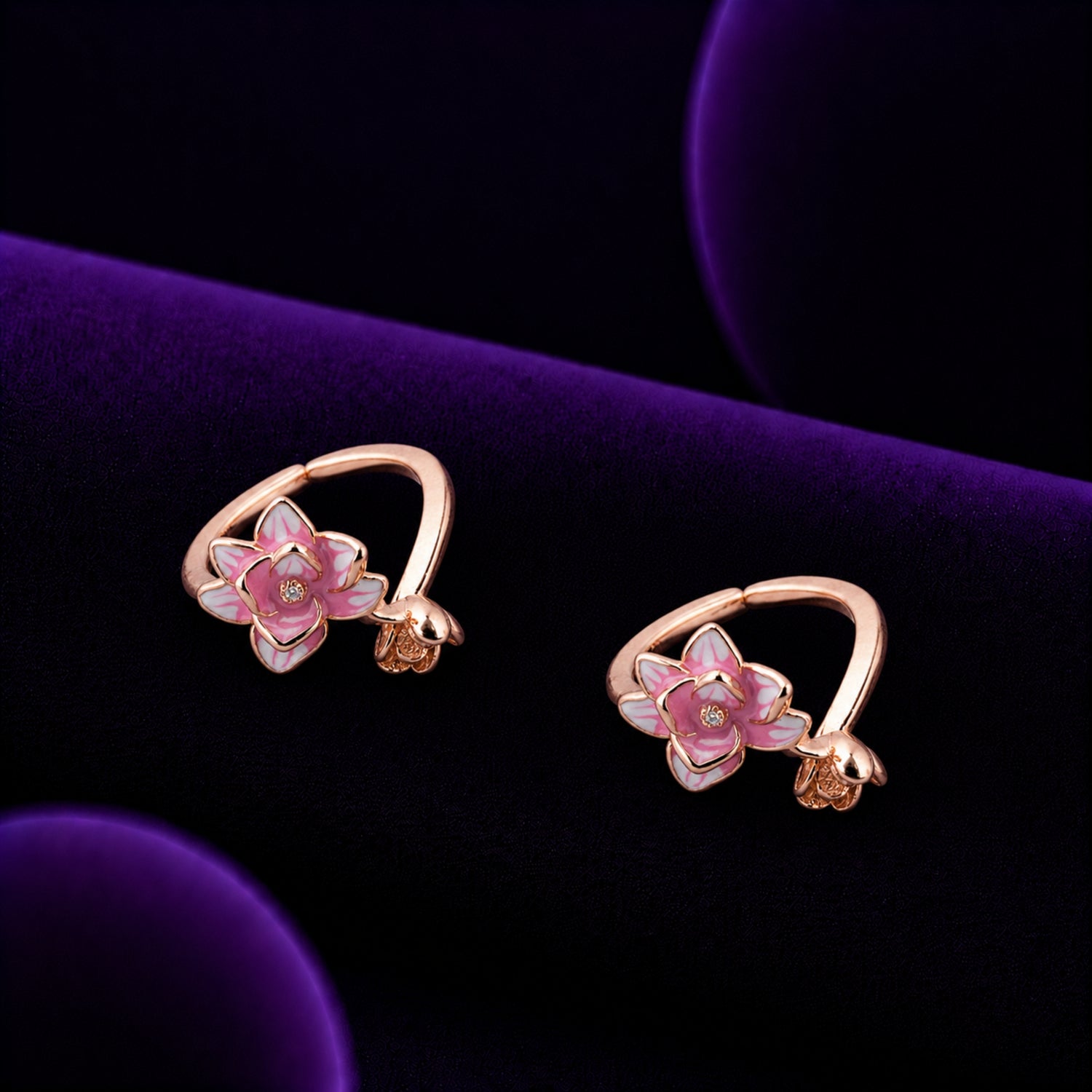 Sacred Lotus Vine Toe Rings in925 Silver Rose Gold Finish