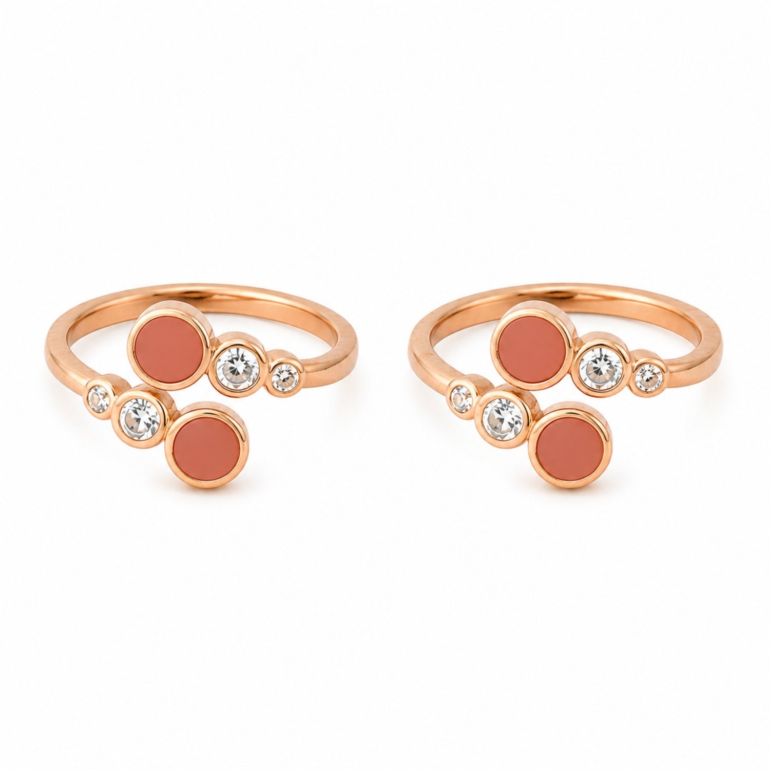 Geometric Bypass 925 Silver Rose Gold Bichiya Set