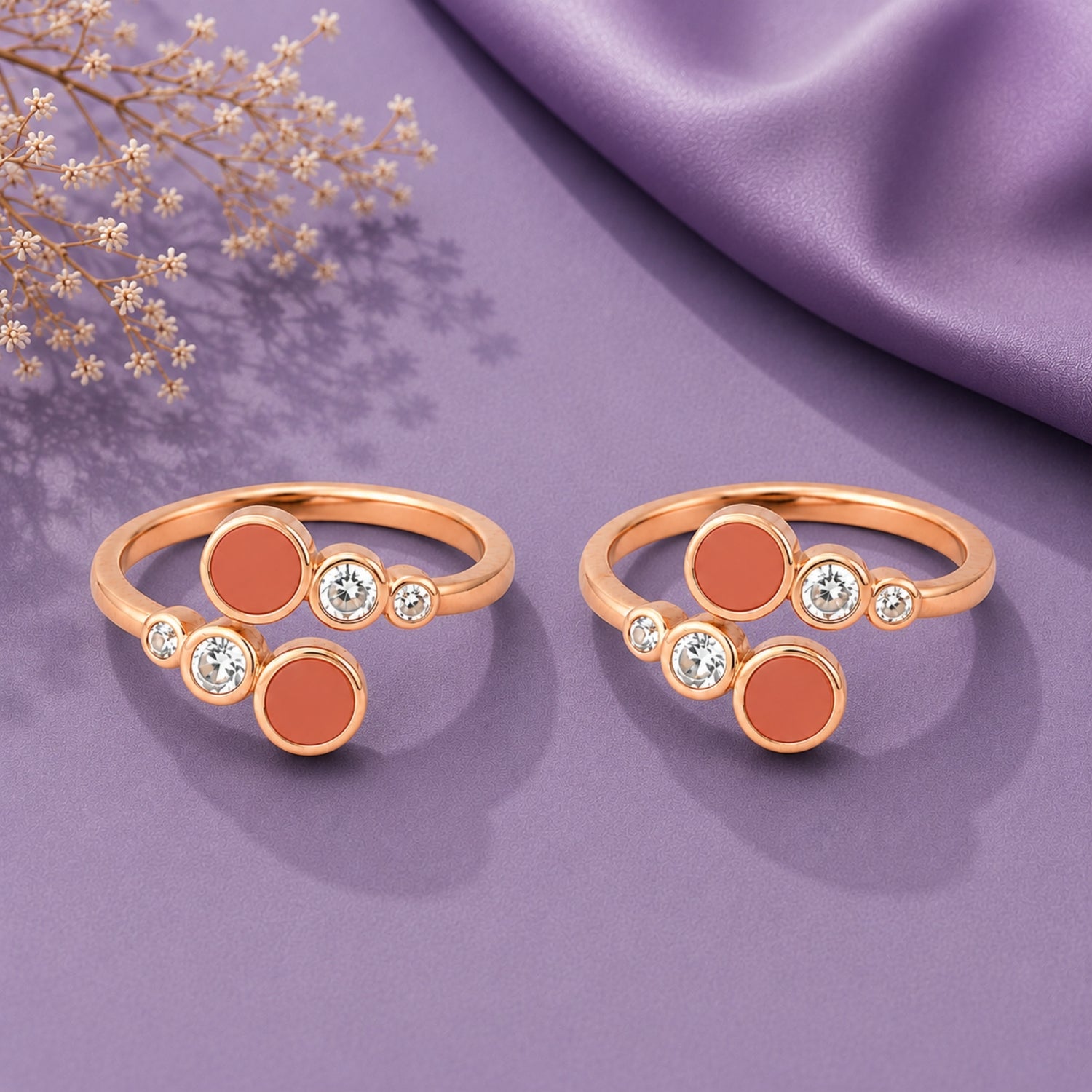 Geometric Bypass 925 Silver Rose Gold Bichiya Set