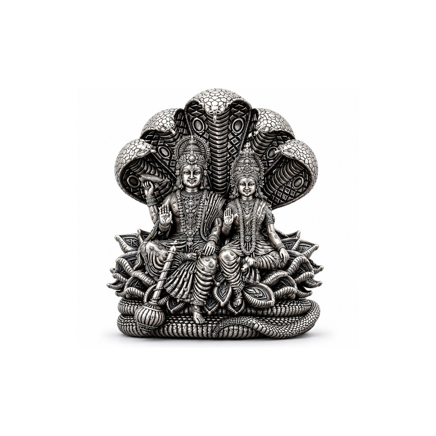 Premium 925 Pure Silver Lakshmi Narayana Idol on Sheshanaga.
