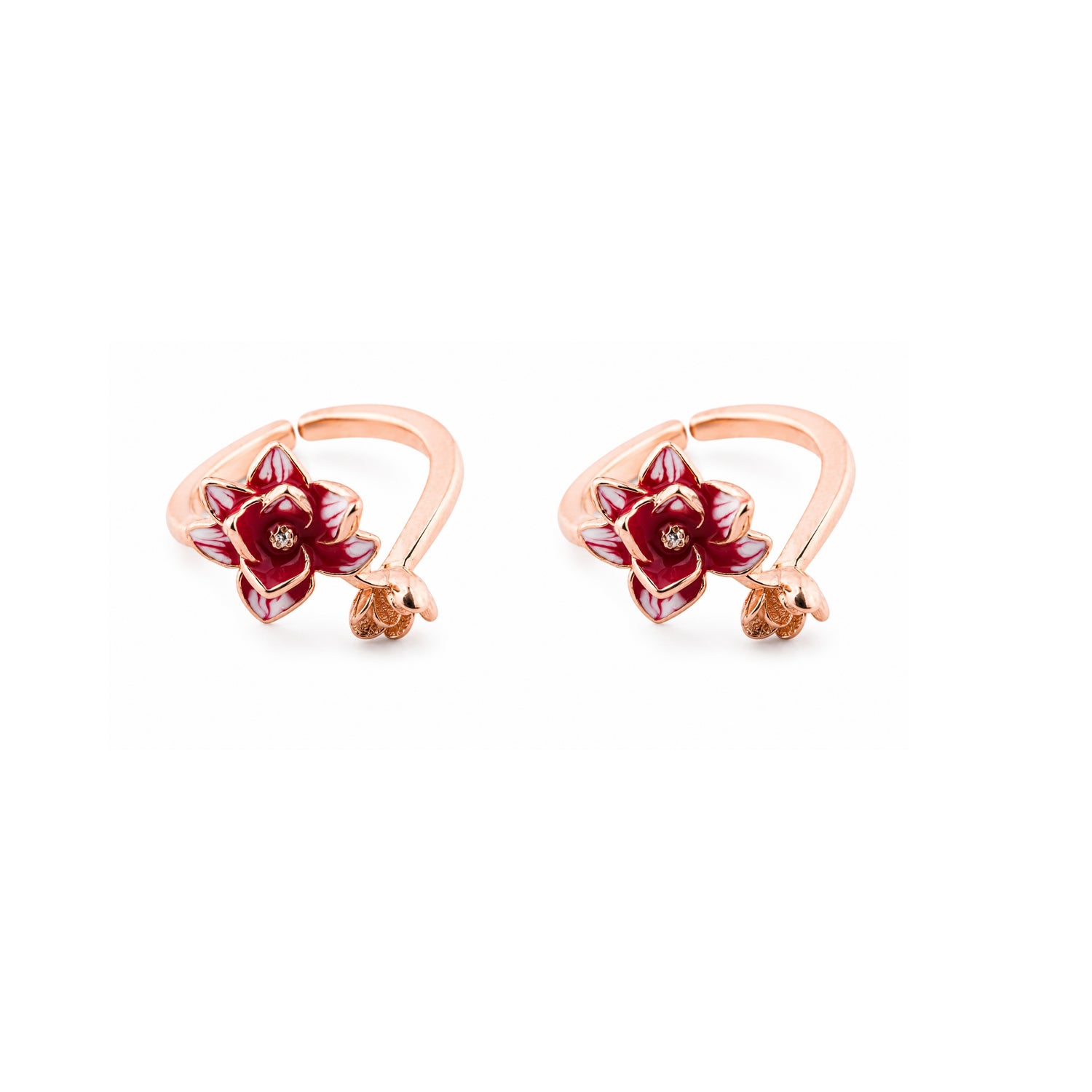 Blooming Lotus Adjustable 925 Silver Rose Gold Toe Rings