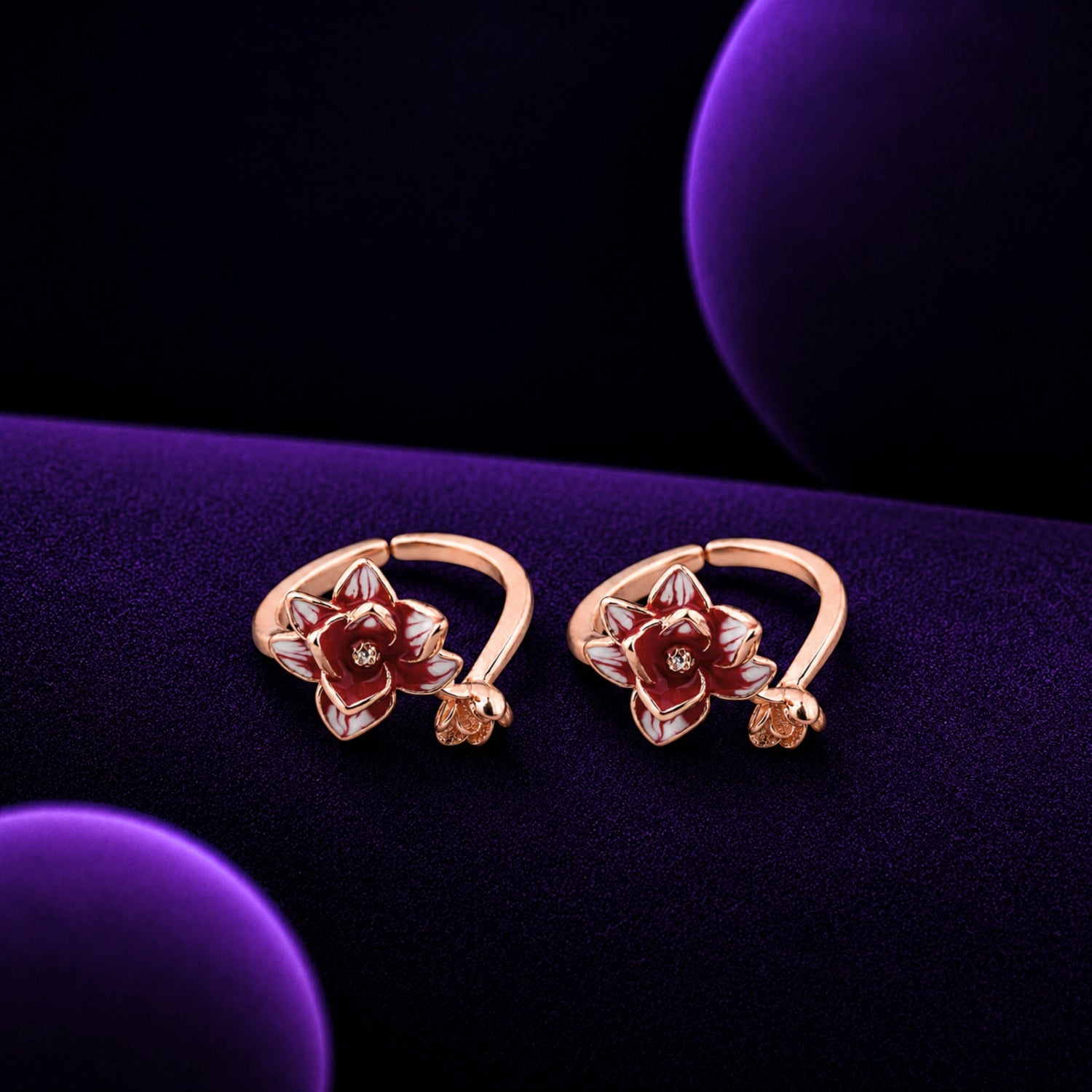 Blooming Lotus Adjustable 925 Silver Rose Gold Toe Rings