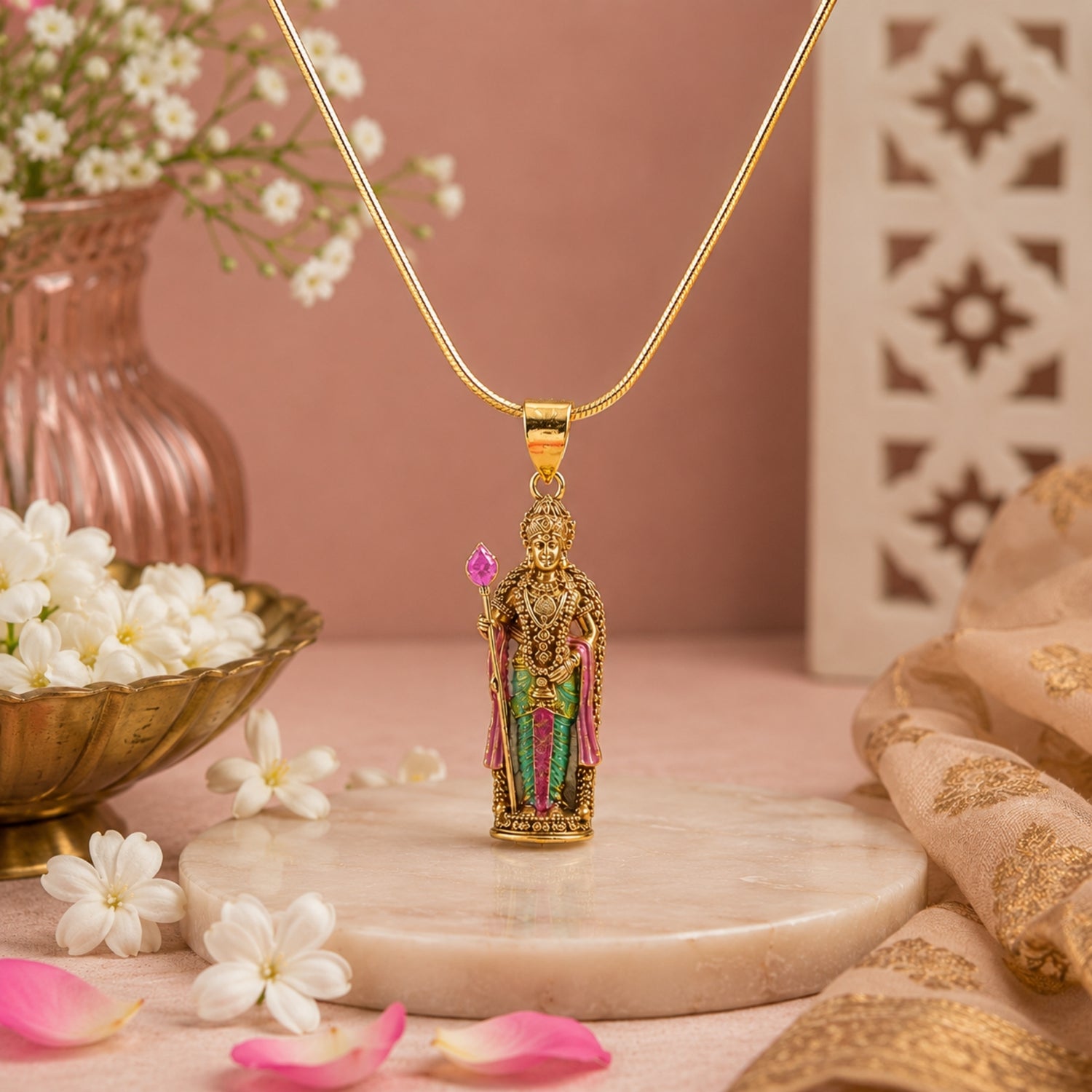 Divine Gold Plated 925 Silver Thiruchendur Lord Murugan Pendant