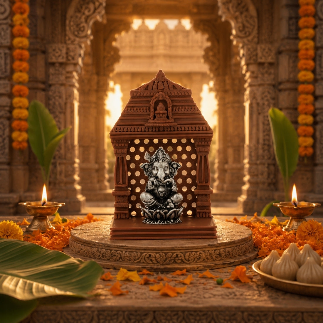 The Siddhivinayak Mandir 925 Silver Idol