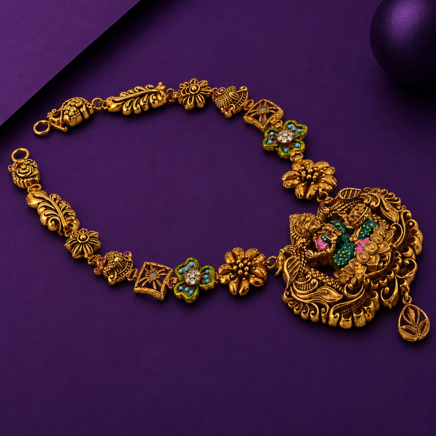 The Vrindavan Rasleela Nakshi 925 Silver Necklace