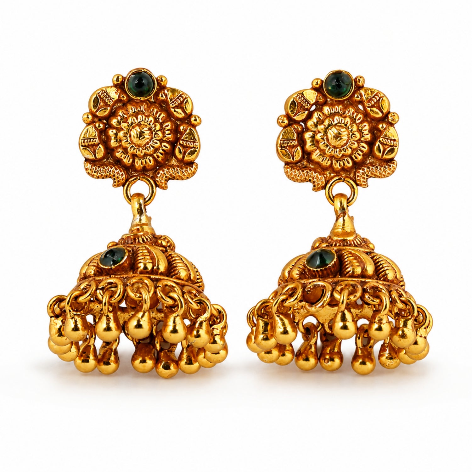 The Aadya Emerald Mandala Jhumka – 925 Sterling Silver