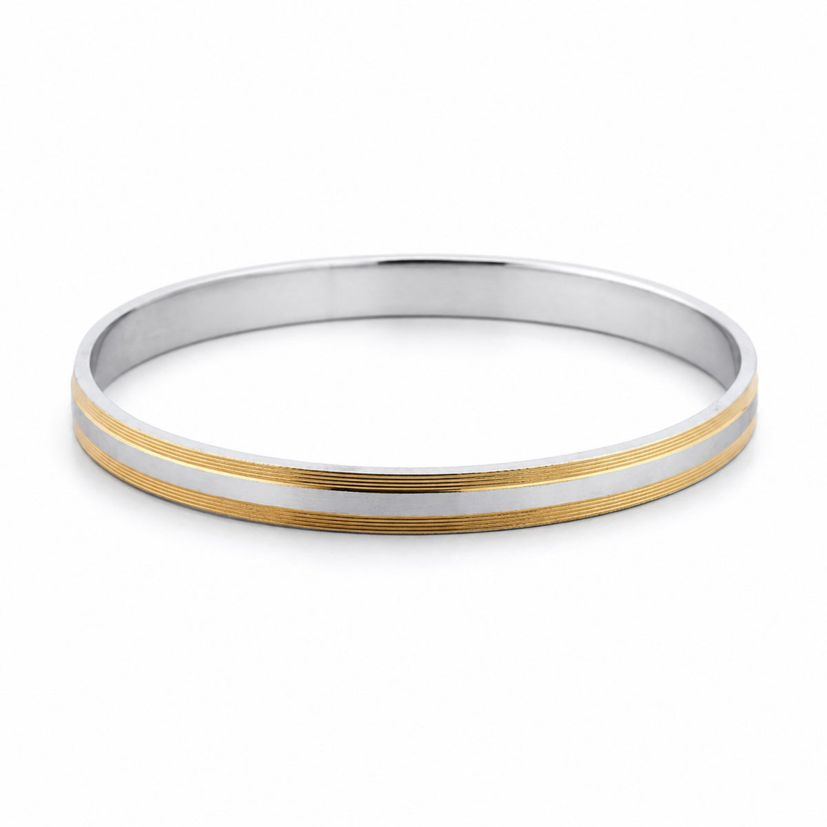 Imperial Trio Textured Silver & Gold Wrist Kada