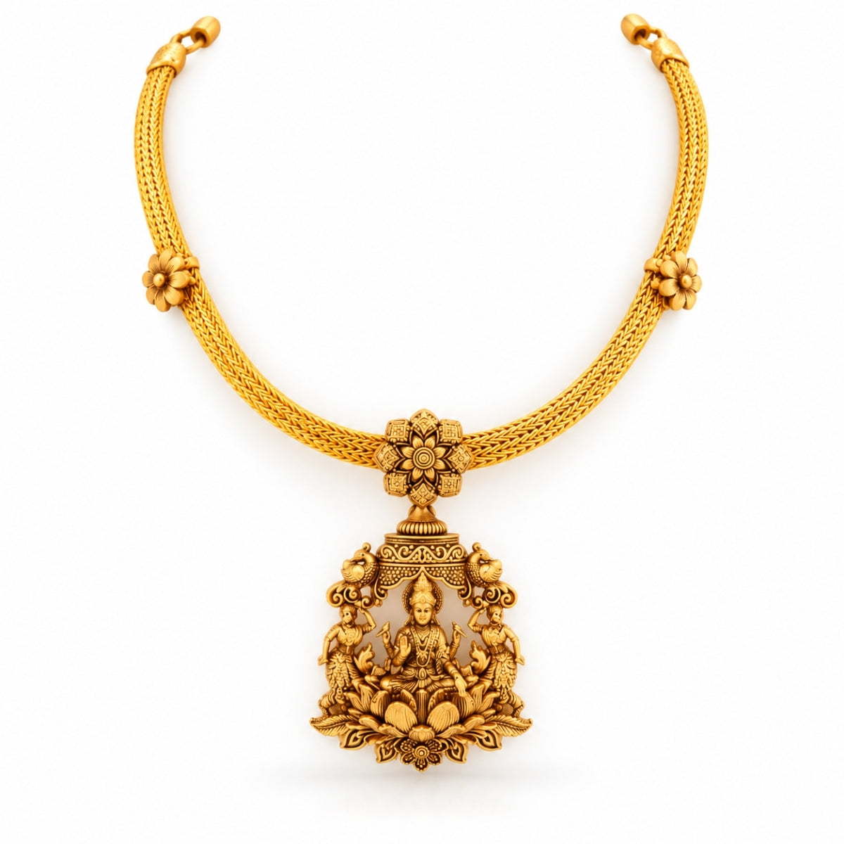 The Devi Lakshmi Prabhavali Nakshi 925 Gold Plated Silver Necklace