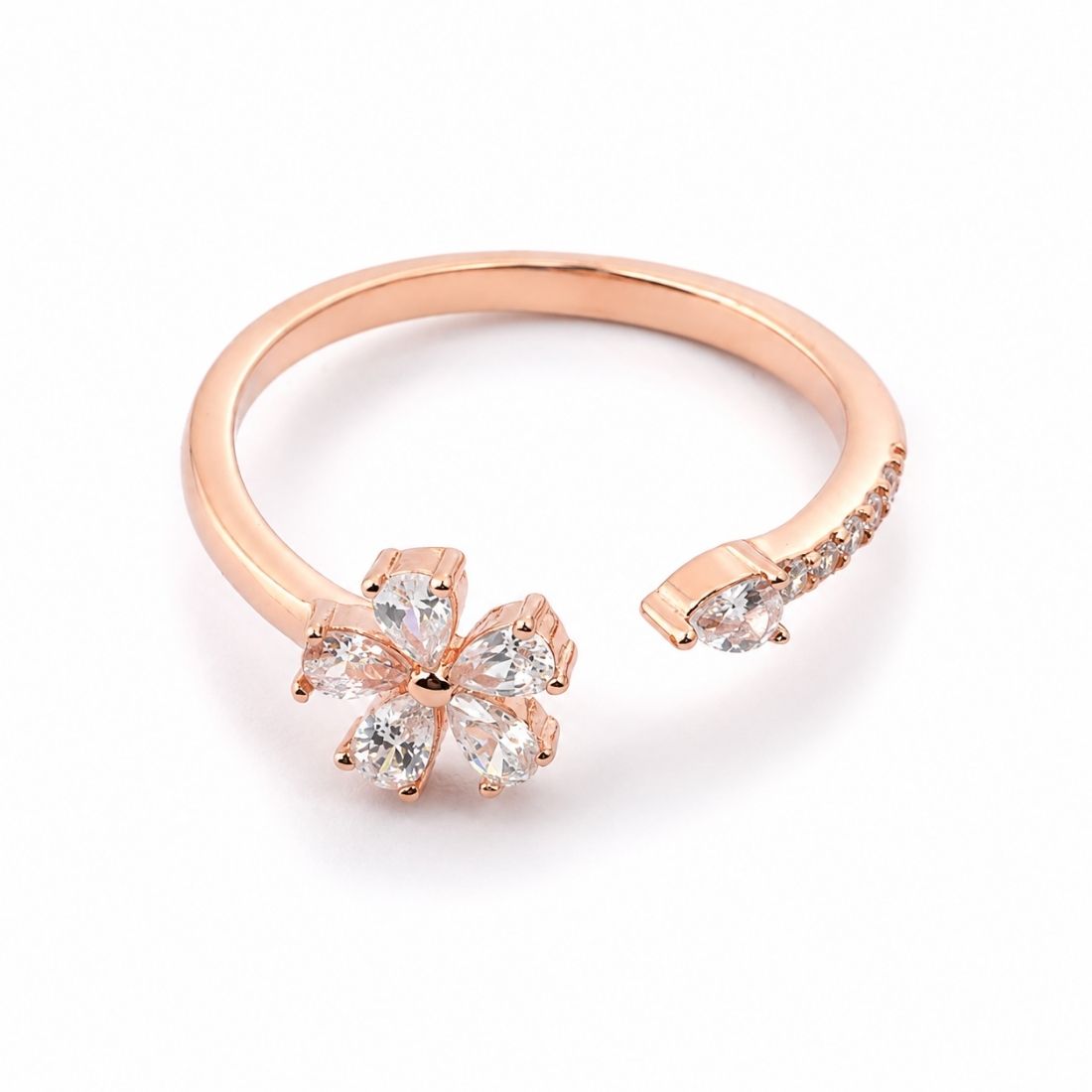 Rose Gold Cherry Blossom Open Cuff 925 Silver