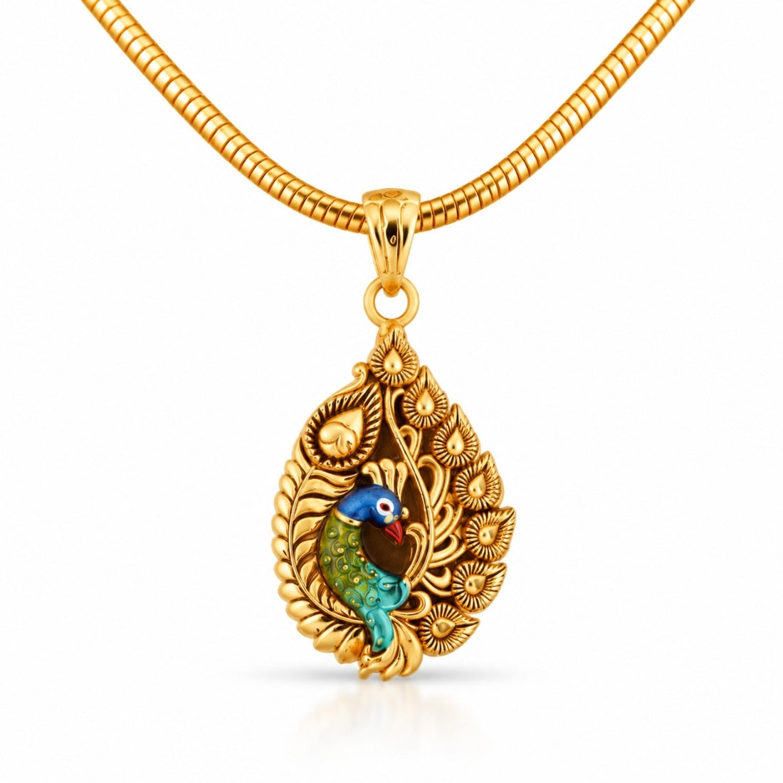The Mayura Nritya 925 Silver Gold Plated Teardrop Pendant