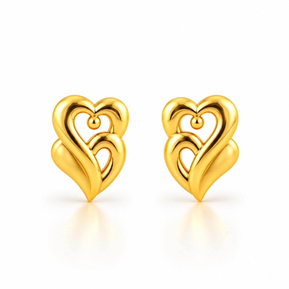 Hridaya Interlock 925 Sterling Silver Gold-Plated Twin Heart Stud Earrings