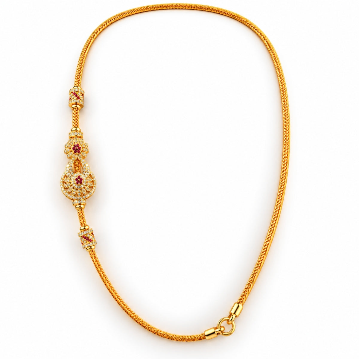 Sacred Paisley Floral Heritage 925 Silver Mugappu Chain