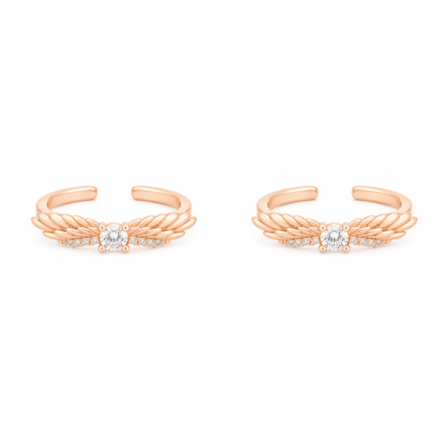 Angelic Wings Crystal Rose Gold Adjustable Toe Rings