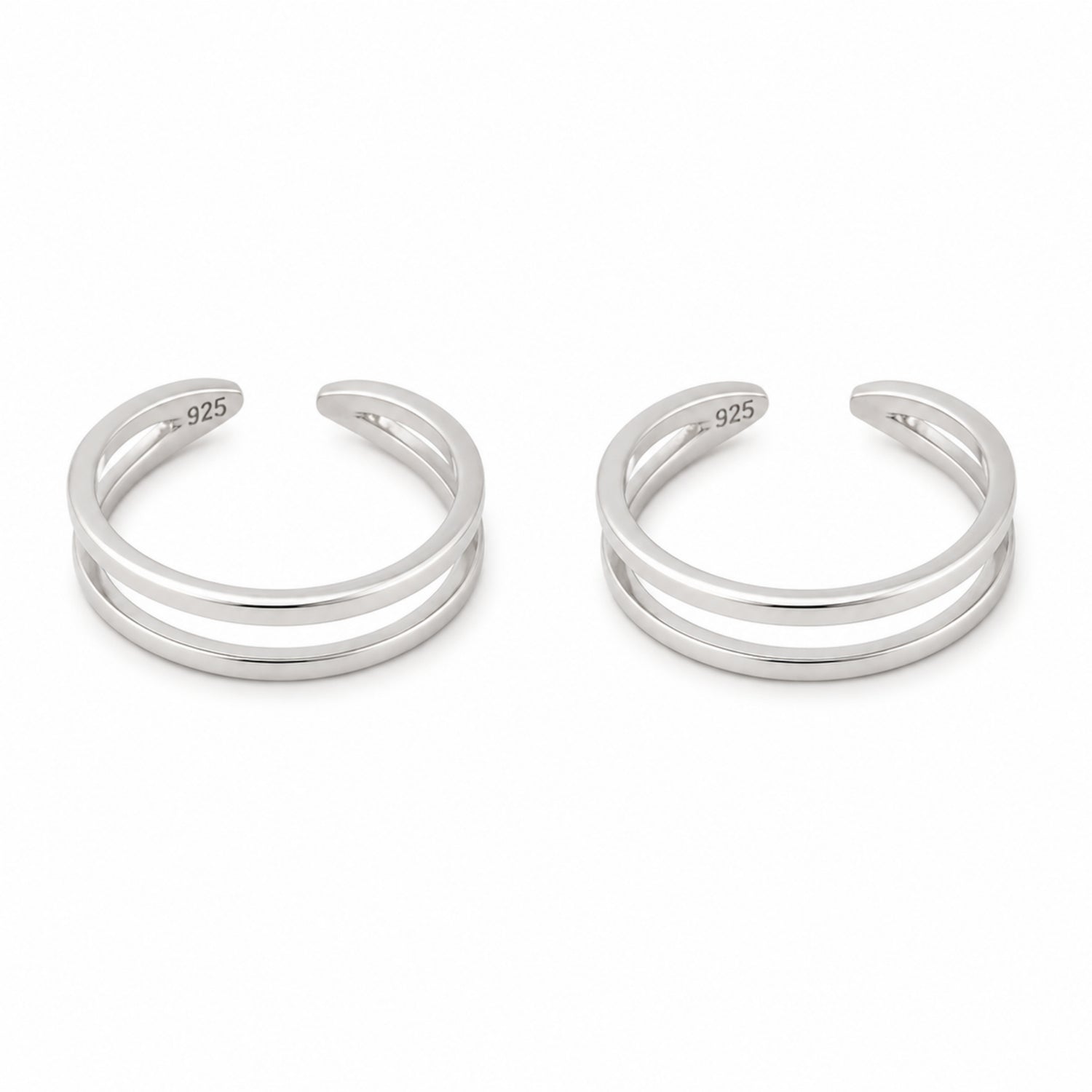 The Minimalist Dual Band 925 Silver Toe Rings