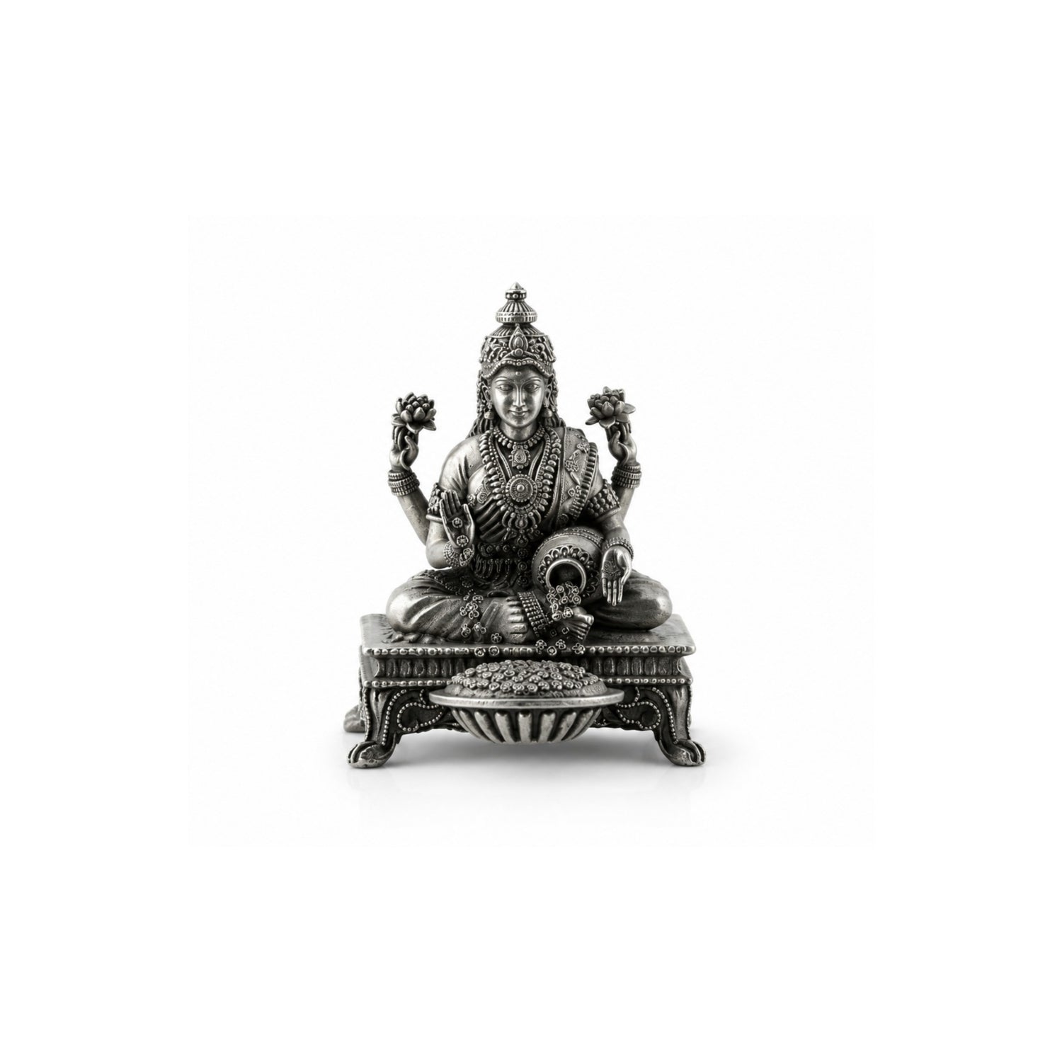 Premium 925 Pure Silver Goddess Lakshmi on Chowki Idol.