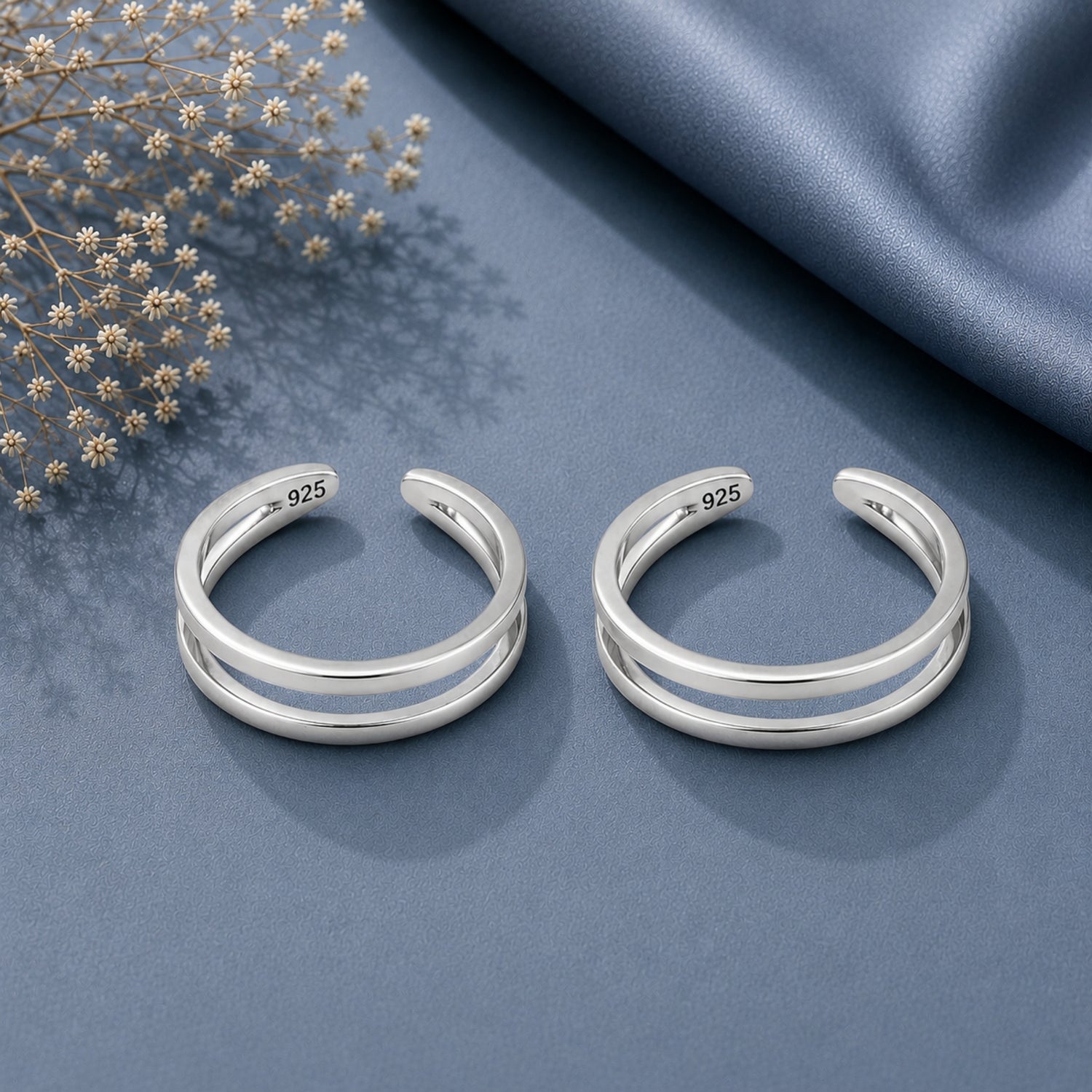 The Minimalist Dual Band 925 Silver Toe Rings