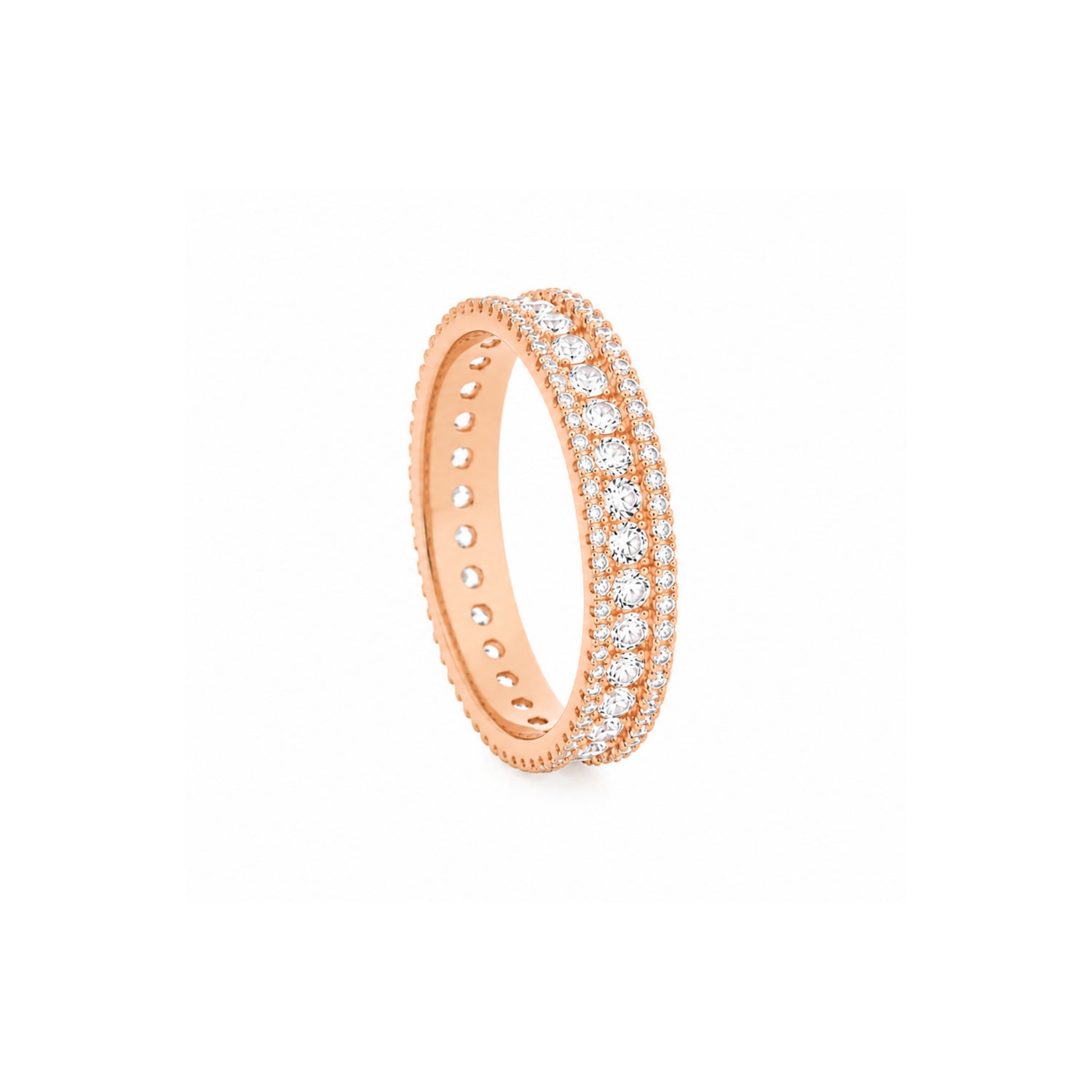 Aria Triple-Row Pavé Eternity Band 925 Sterling Silver Ring