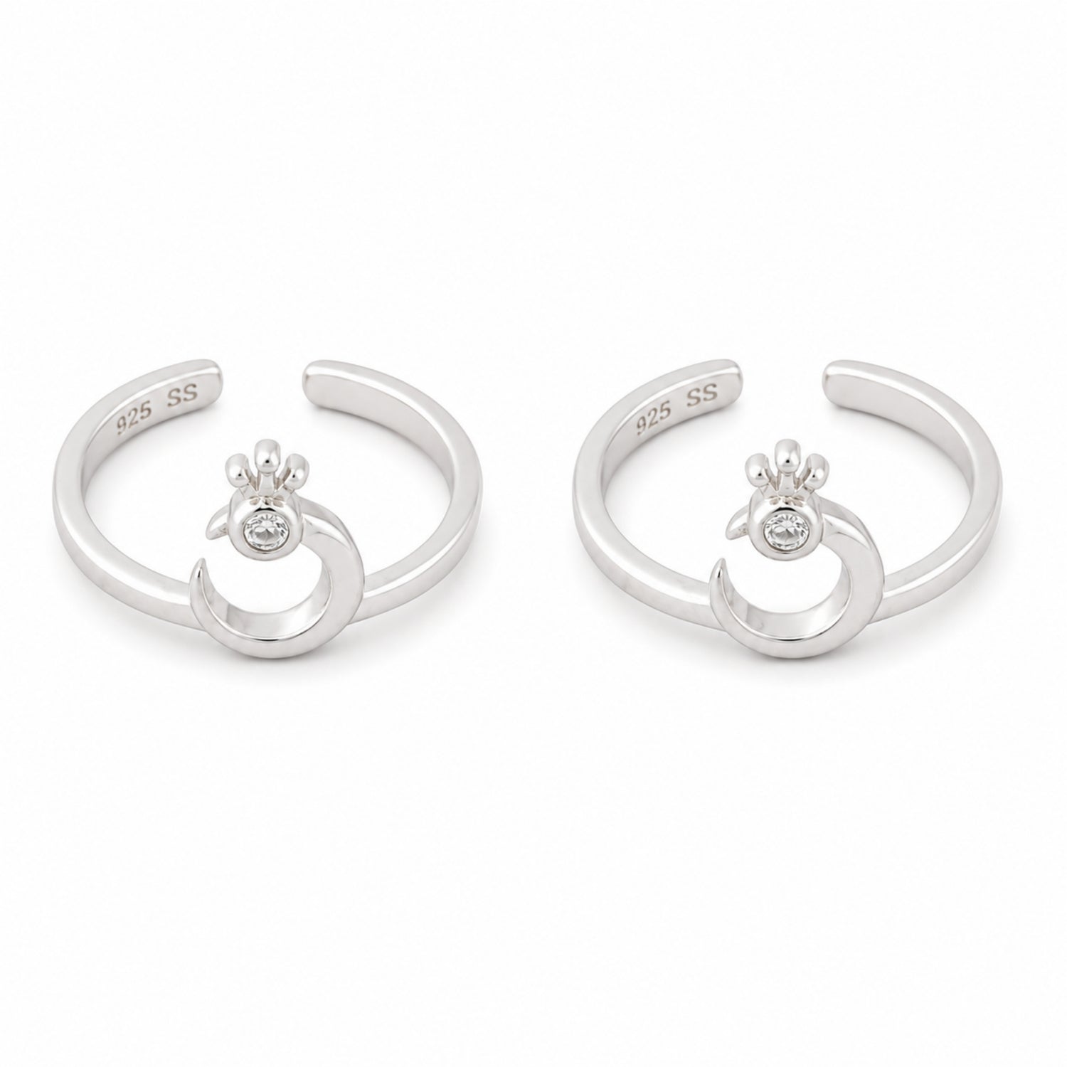 Imperial Solitaire Crown Silver Toe Rings