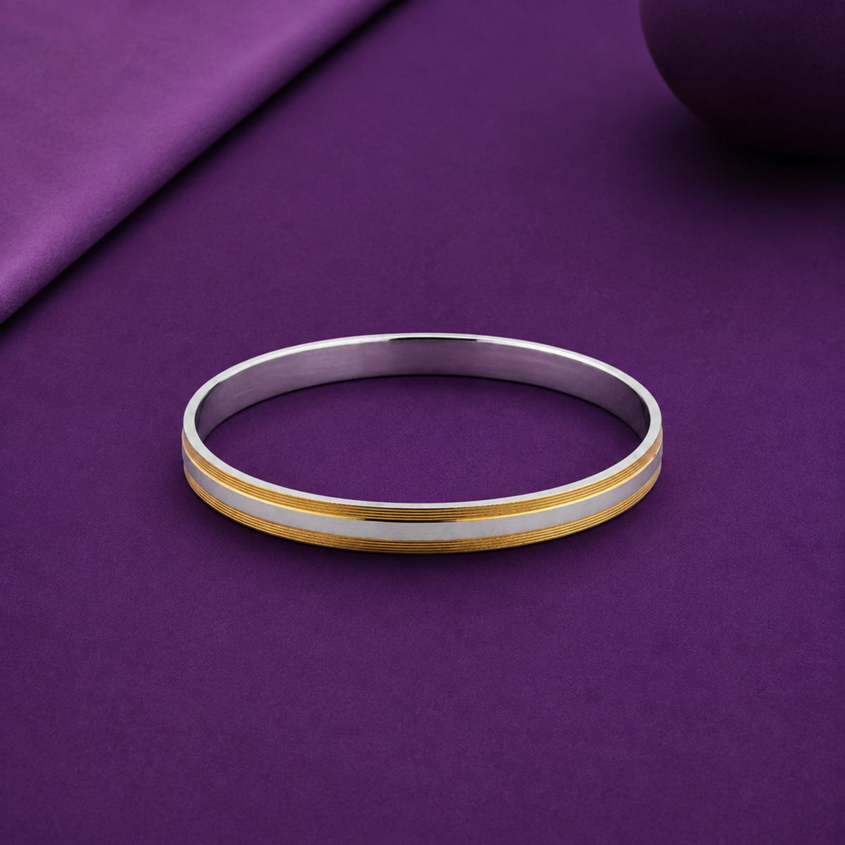 Imperial Trio Textured Silver & Gold Wrist Kada