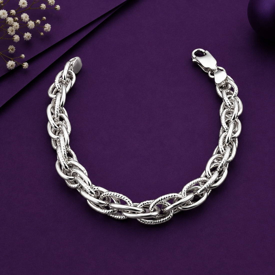 Urban Mesh 925 Sterling Silver Textured Multi-Link Kids Bracelet