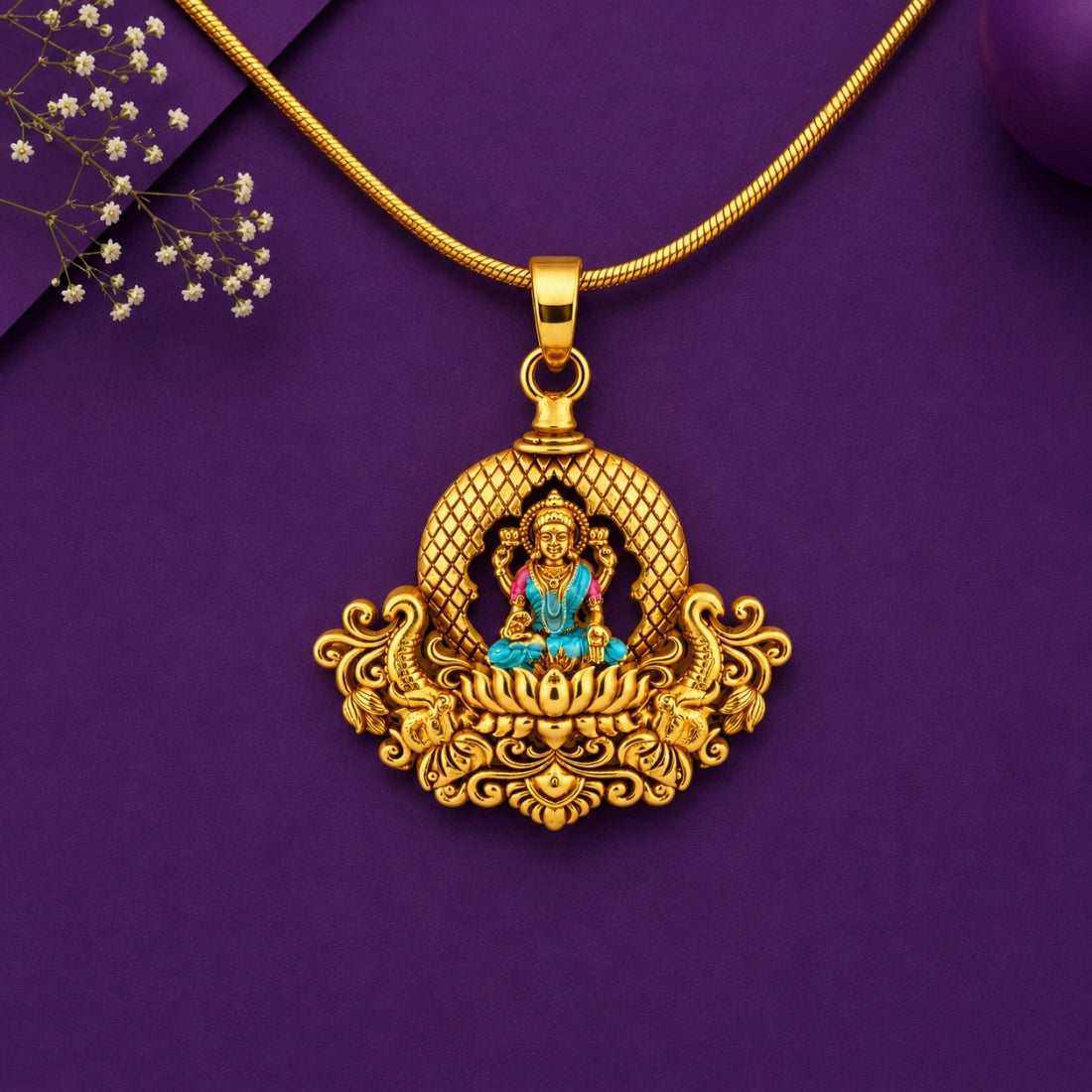 The Divine Lakshmi Crescent Throne Charm (925 Silver)