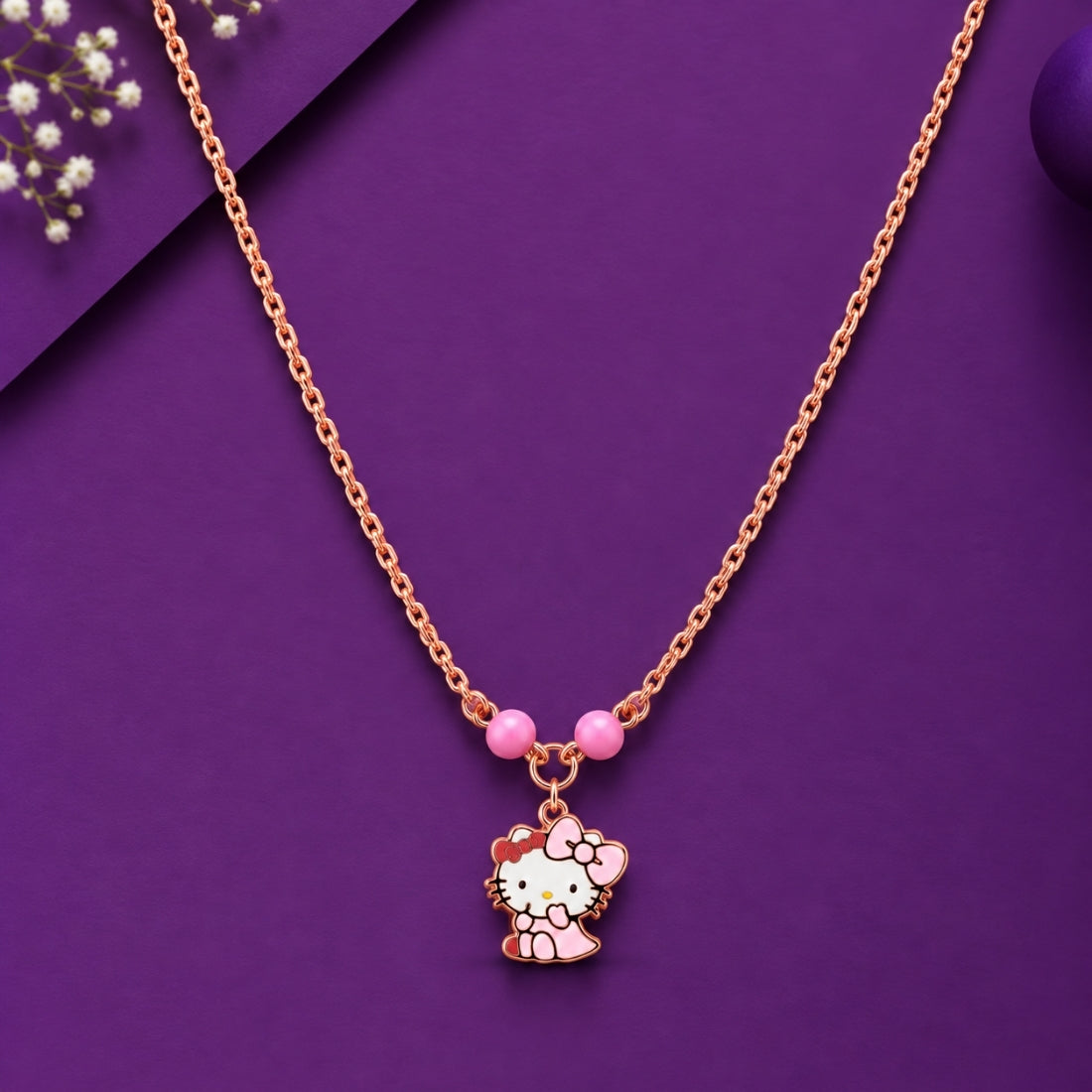 The Hello Kitty Candy Bead 925 Silver Rose Gold Chain