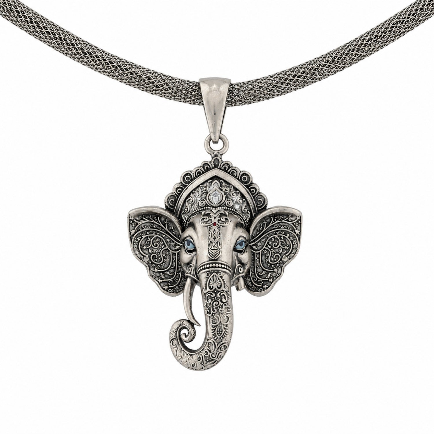 The Majestic Vinayaka Oxidized 925 Sterling Silver Face Pendant