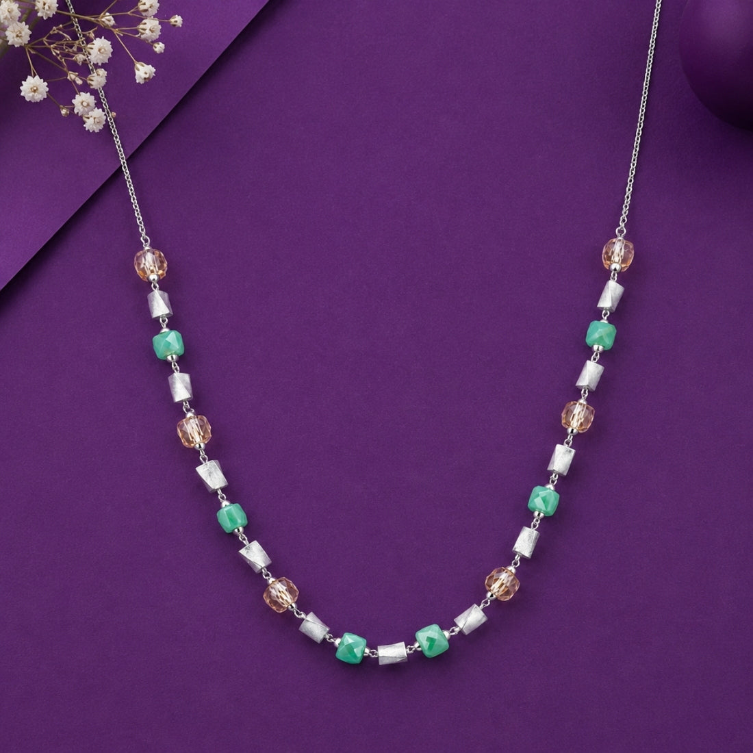 The Mint & Honey Pastel Station 925 Silver Chain